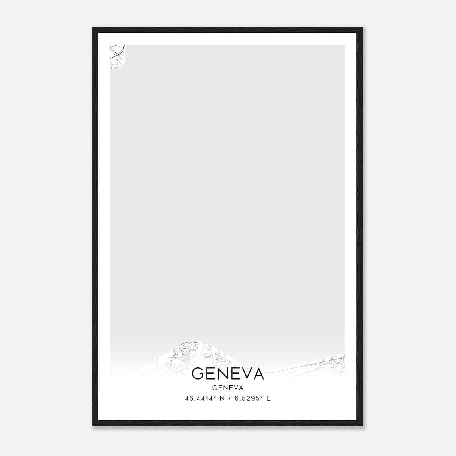 Geneva Geneva Map Poster, Geneva City Road Wall Art Print
