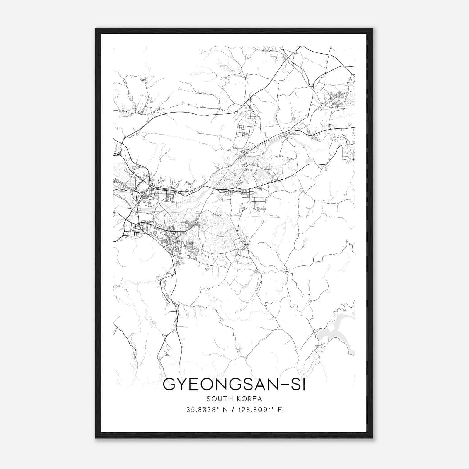 Gyeongsansi South Korea Map Poster, Gyeongsansi City Road Wall Art Print