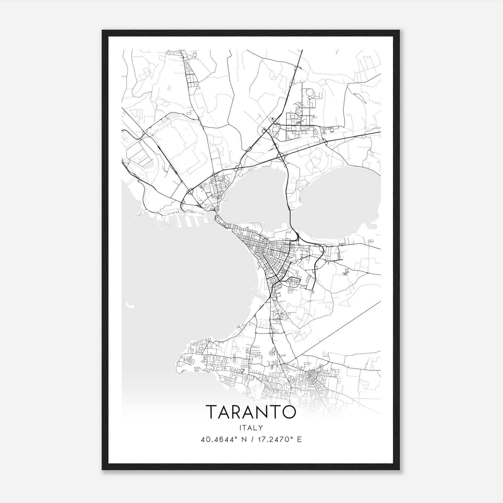 Taranto Italy Map Poster, Taranto City Road Wall Art Print