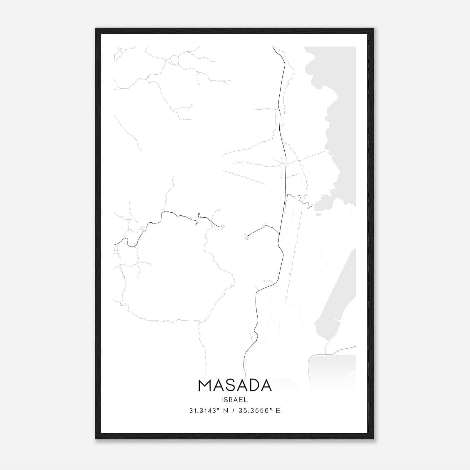Masada Israel Map Poster, Masada City Road Wall Art Print