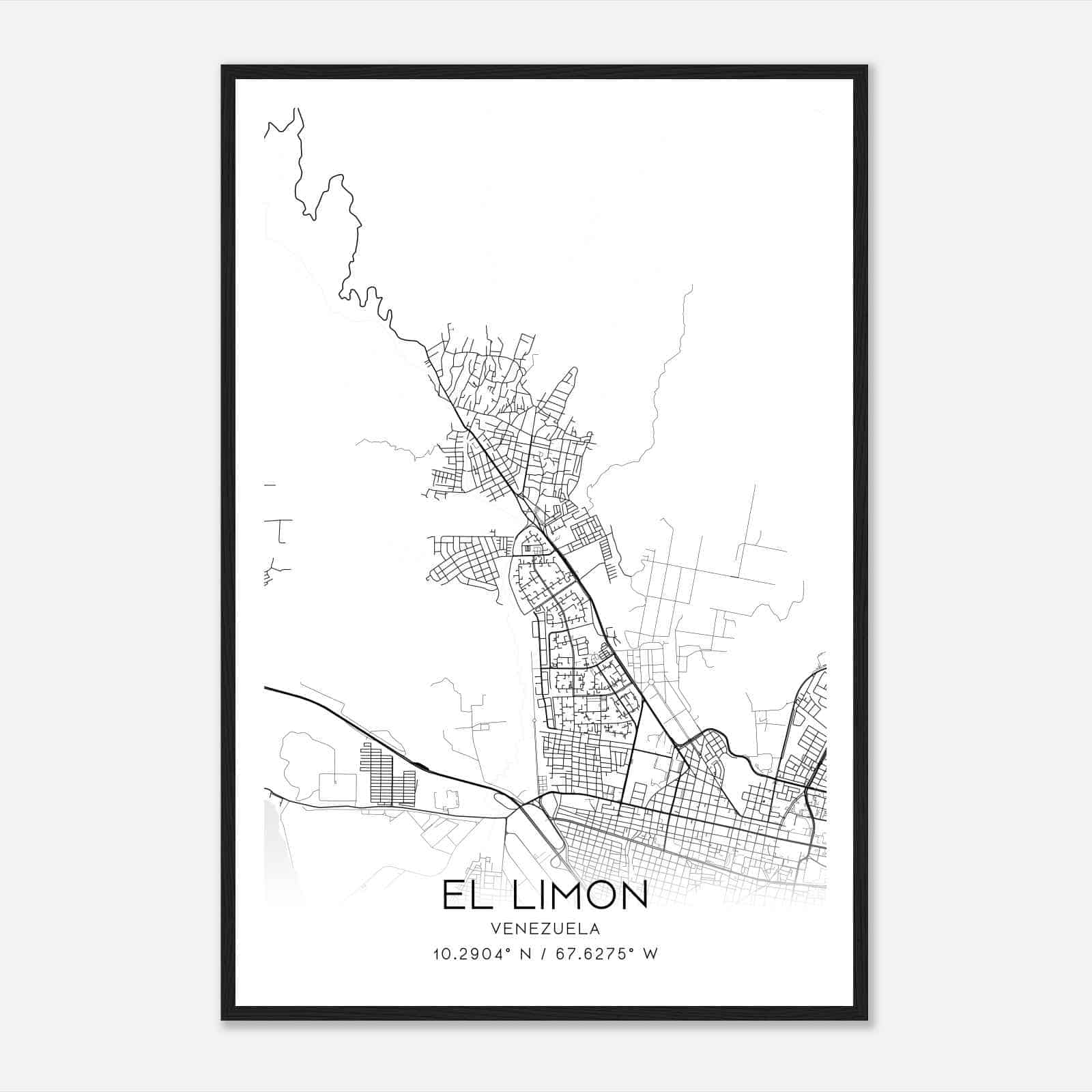 El Limon Venezuela Map Poster, El Limon City Road Wall Art Print