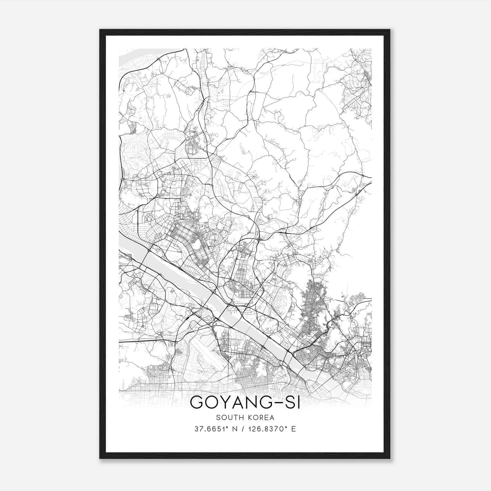 Goyangsi South Korea Map Poster, Goyangsi City Road Wall Art Print
