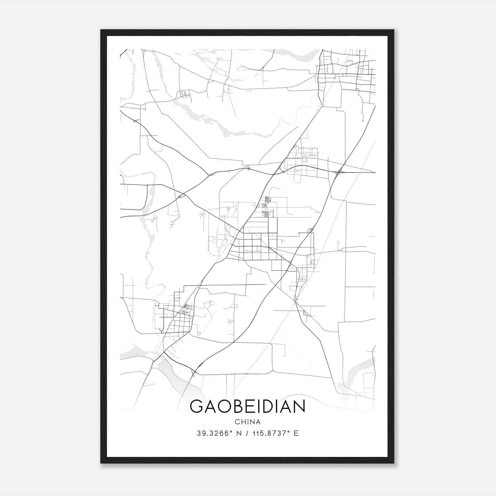 Gaobeidian China Map Poster, Gaobeidian City Road Wall Art Print