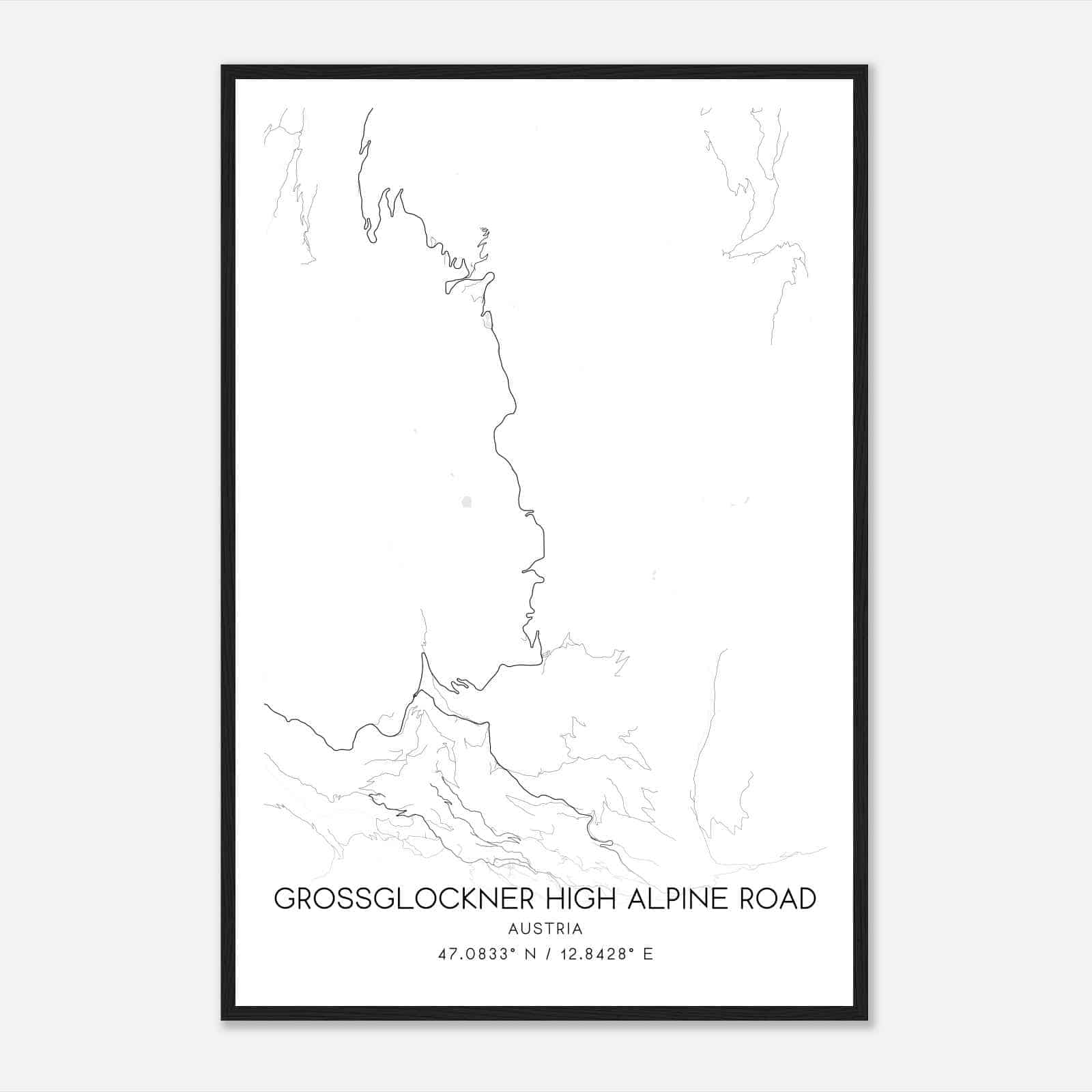 Grossglockner High Alpine Road Austria Map Poster, Grossglockner High Alpine Road City Road Wall Art Print