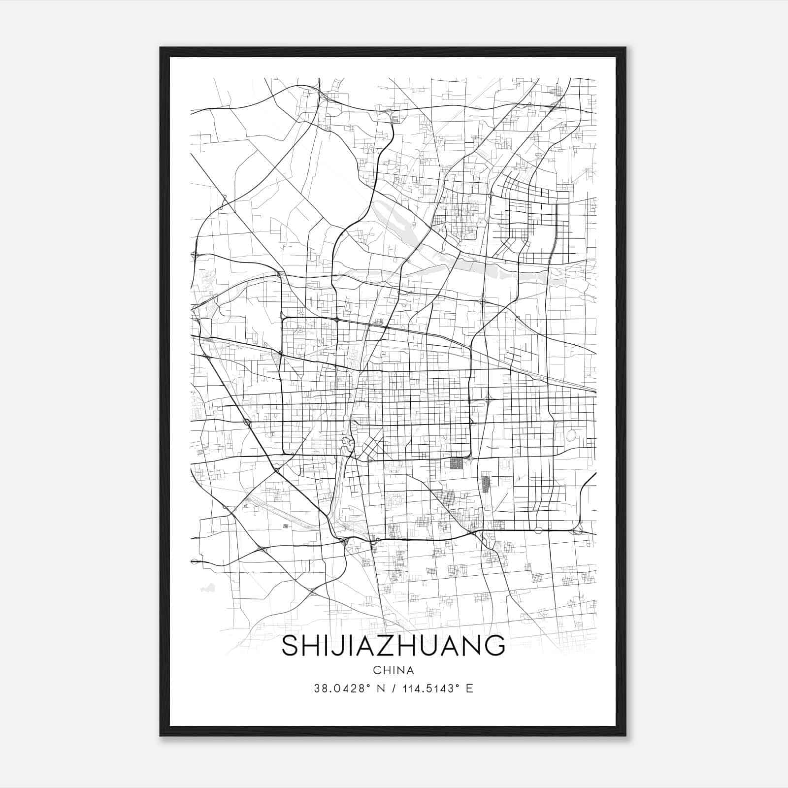 Shijiazhuang China Map Poster, Shijiazhuang City Road Wall Art Print