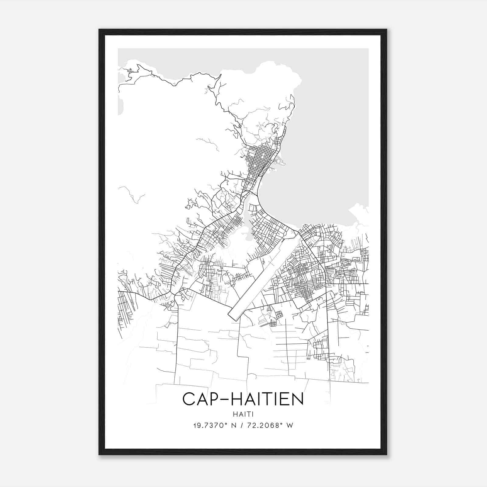 CapHaitien Haiti Map Poster, CapHaitien City Road Wall Art Print