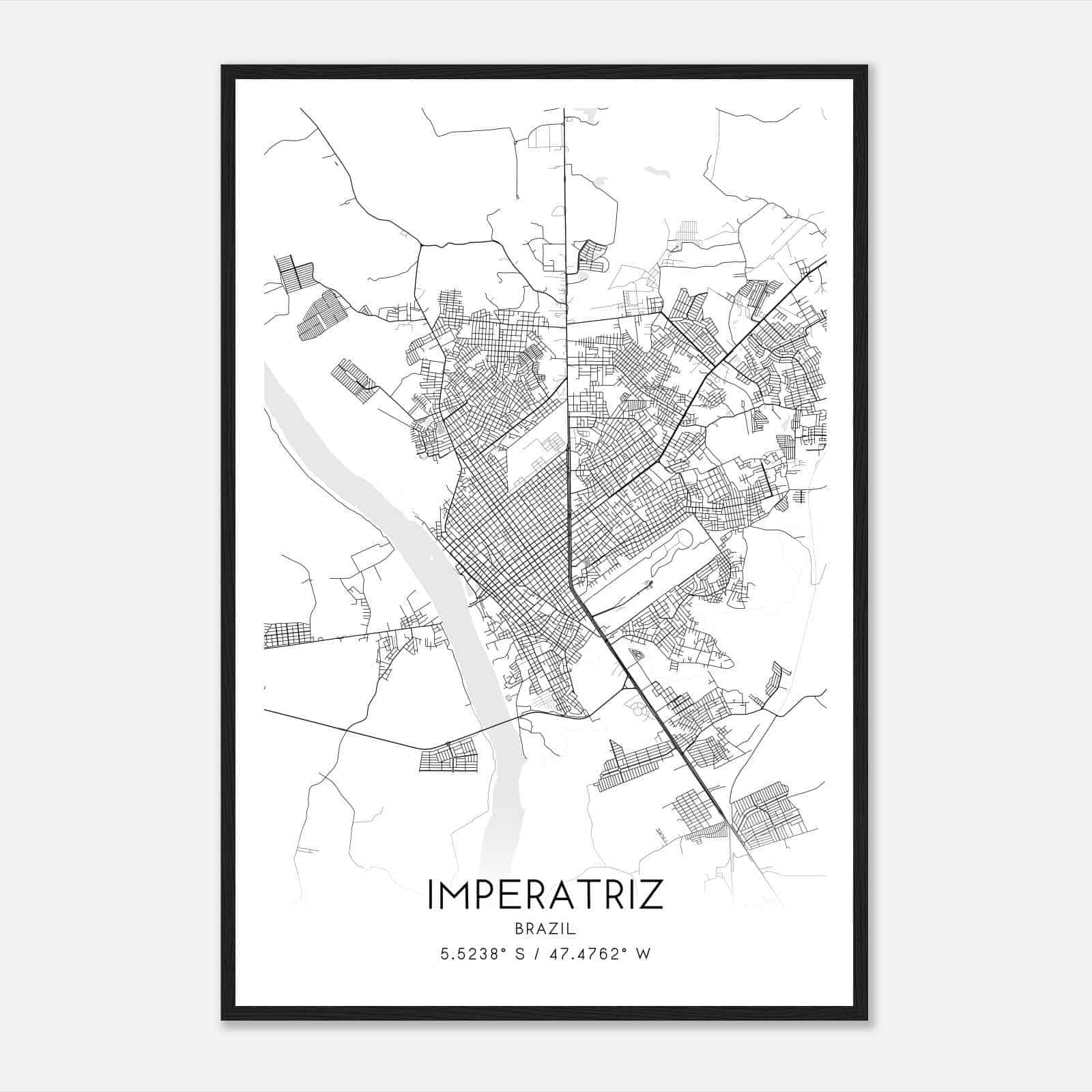Imperatriz Brazil Map Poster, Imperatriz City Road Wall Art Print