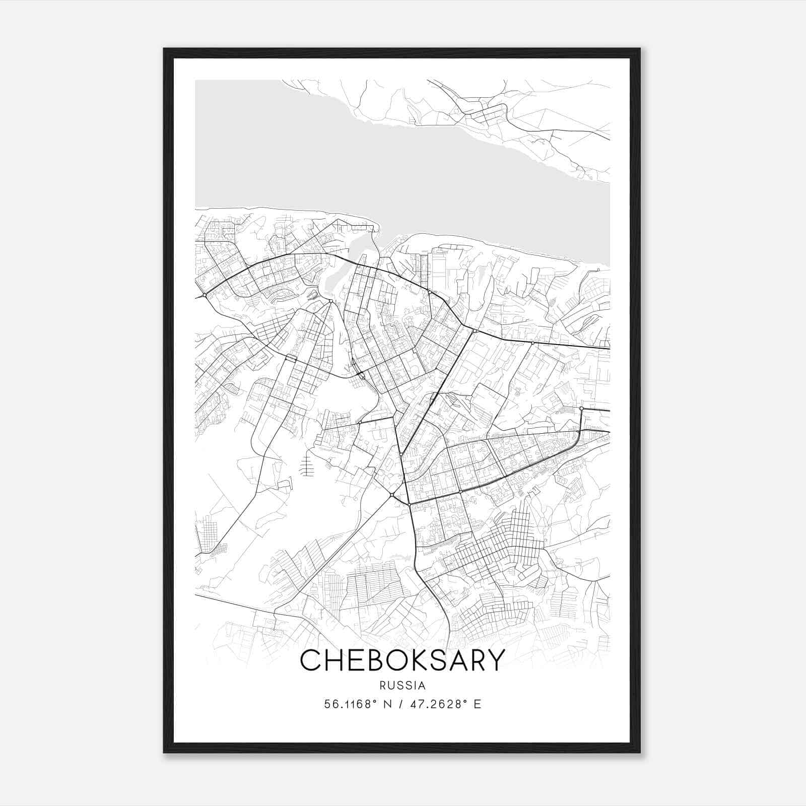 Cheboksary Russia Map Poster, Cheboksary City Road Wall Art Print