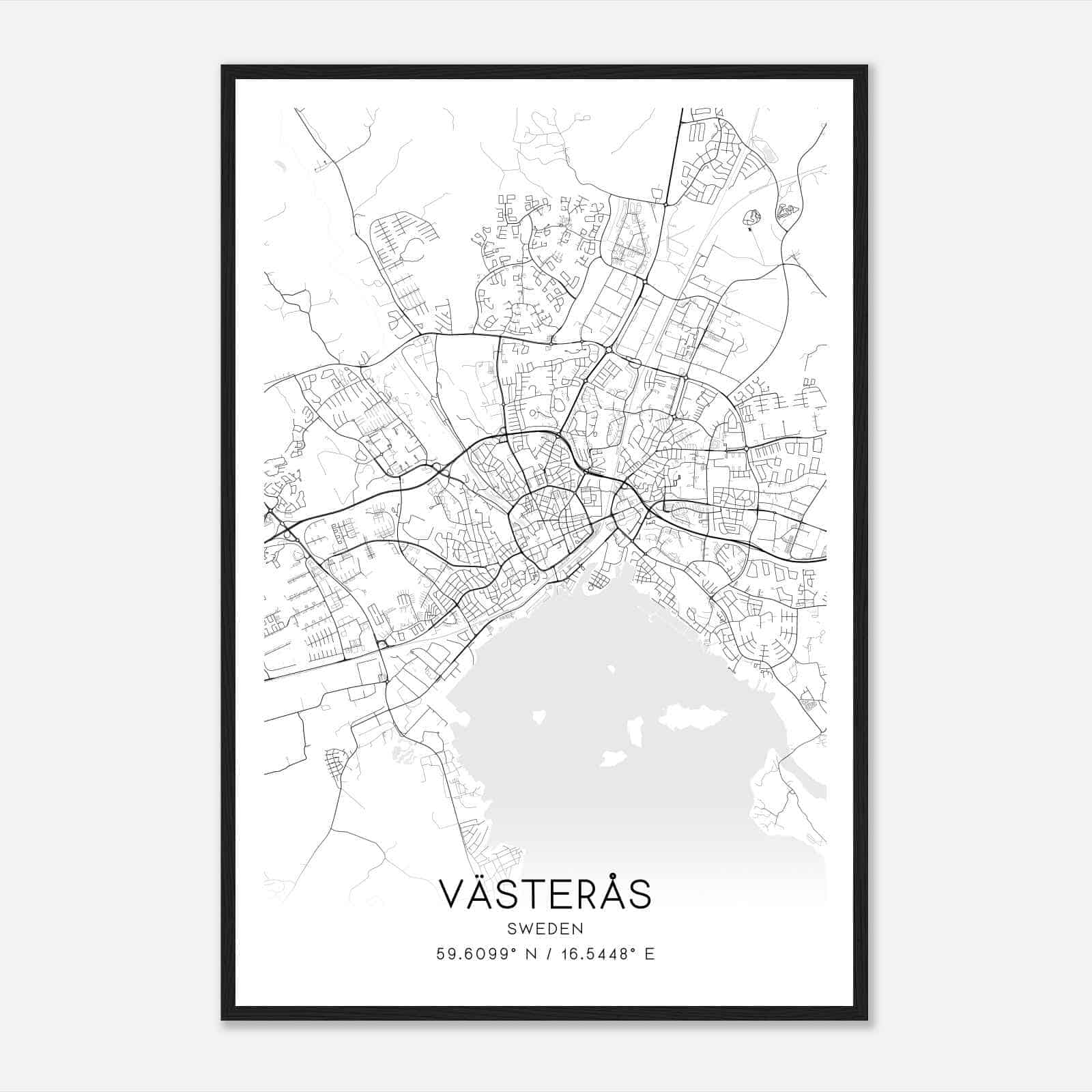 Vasteras Sweden Map Poster, Vasteras City Road Wall Art Print