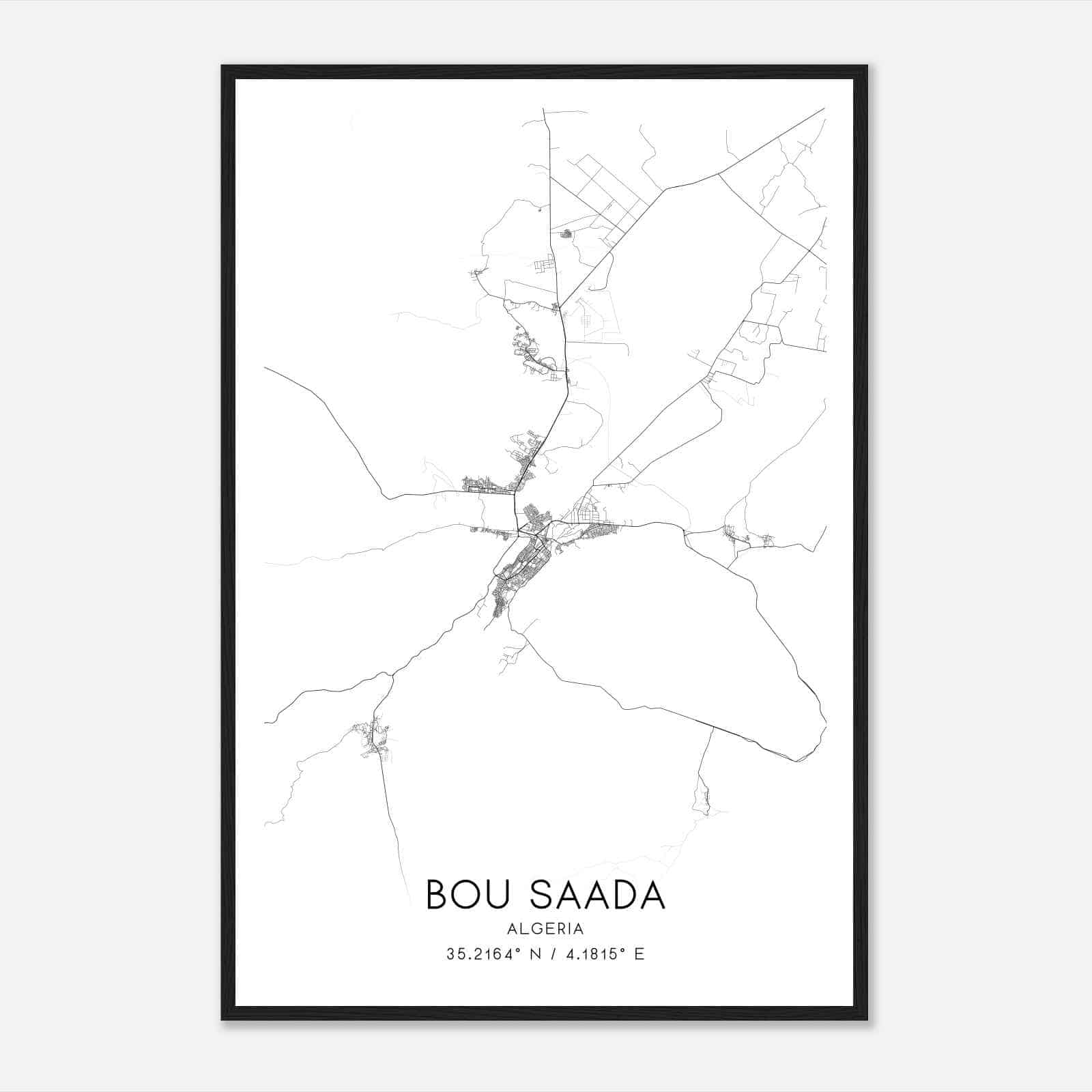 Bou Saada Algeria Map Poster, Bou Saada City Road Wall Art Print