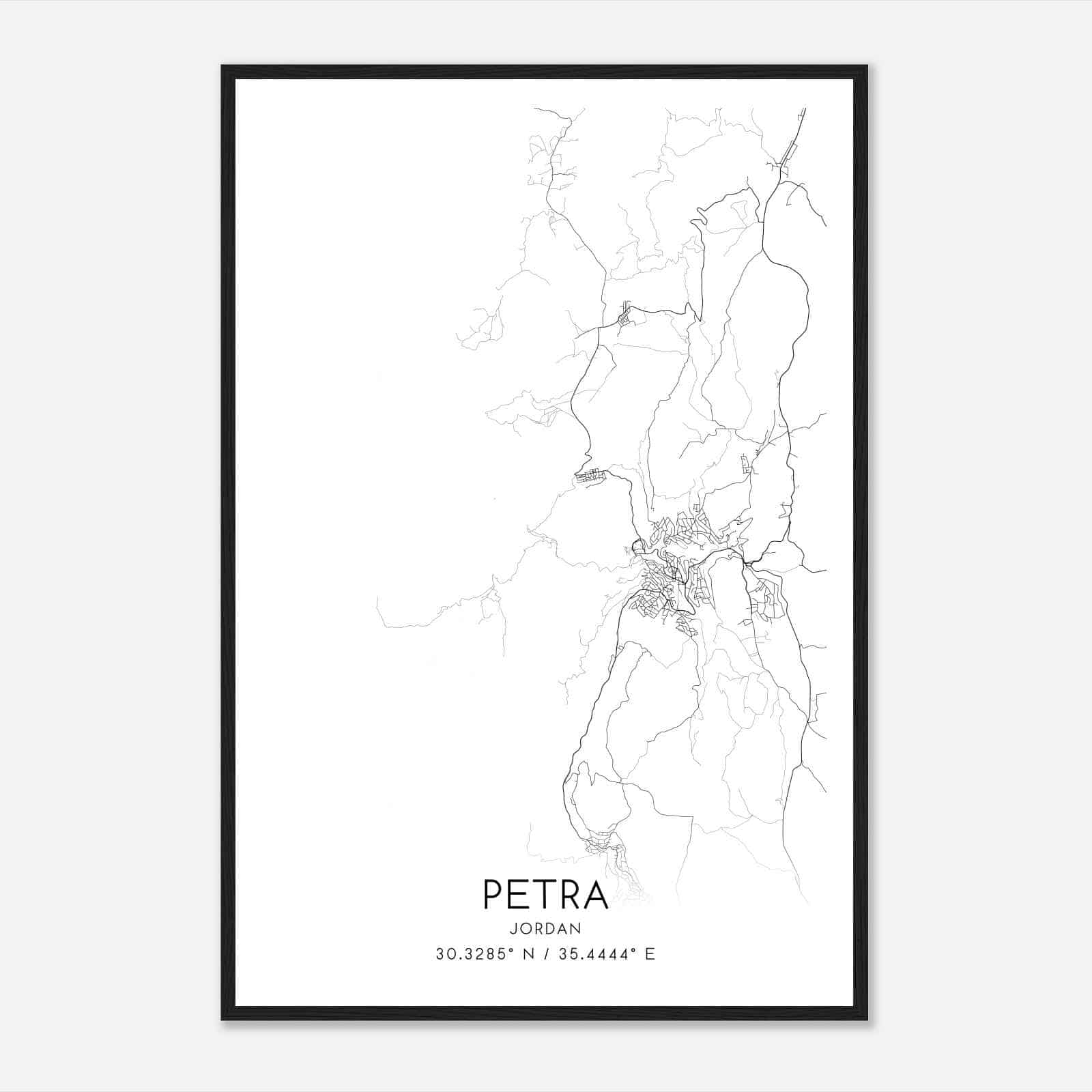 Petra Jordan Map Poster, Petra City Road Wall Art Print