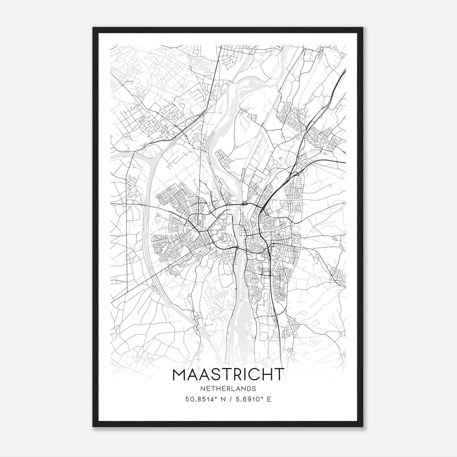 Maastricht Netherlands Map Poster, Maastricht City Road Wall Art Print