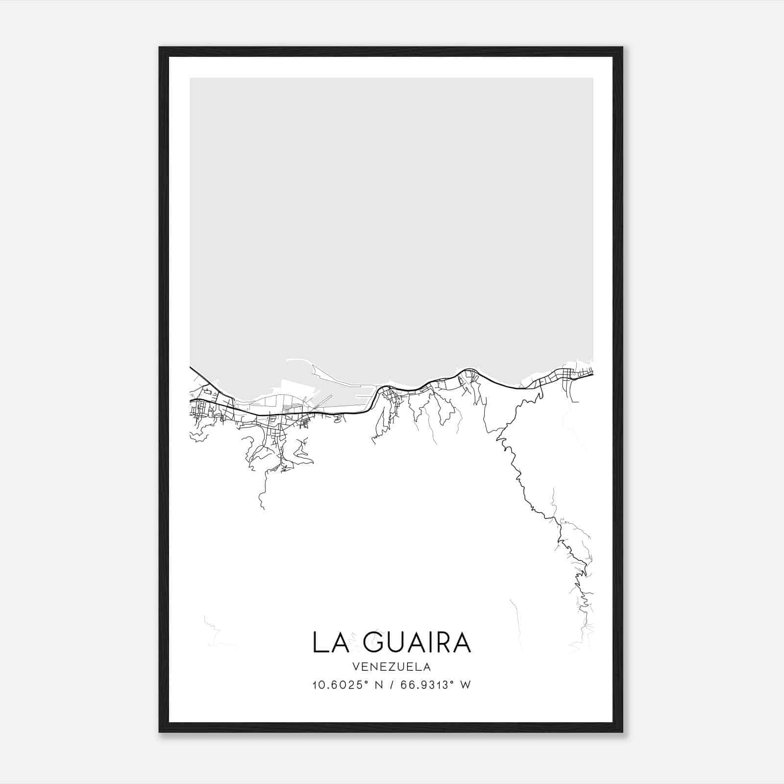 La Guaira Venezuela Map Poster, La Guaira City Road Wall Art Print
