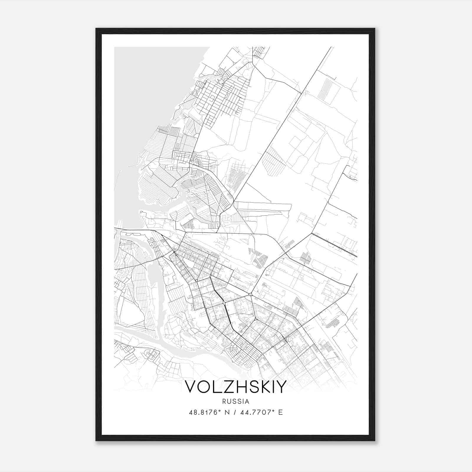 Volzhskiy Russia Map Poster, Volzhskiy City Road Wall Art Print