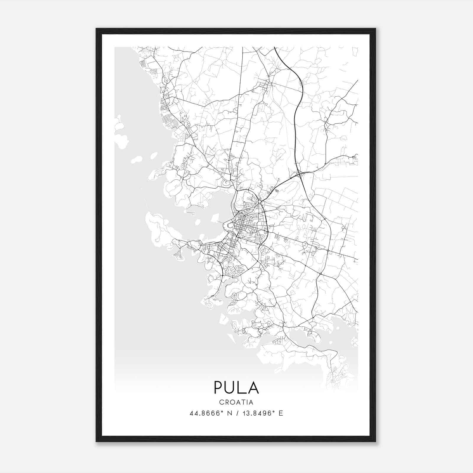 Pula Croatia Map Poster, Pula City Road Wall Art Print