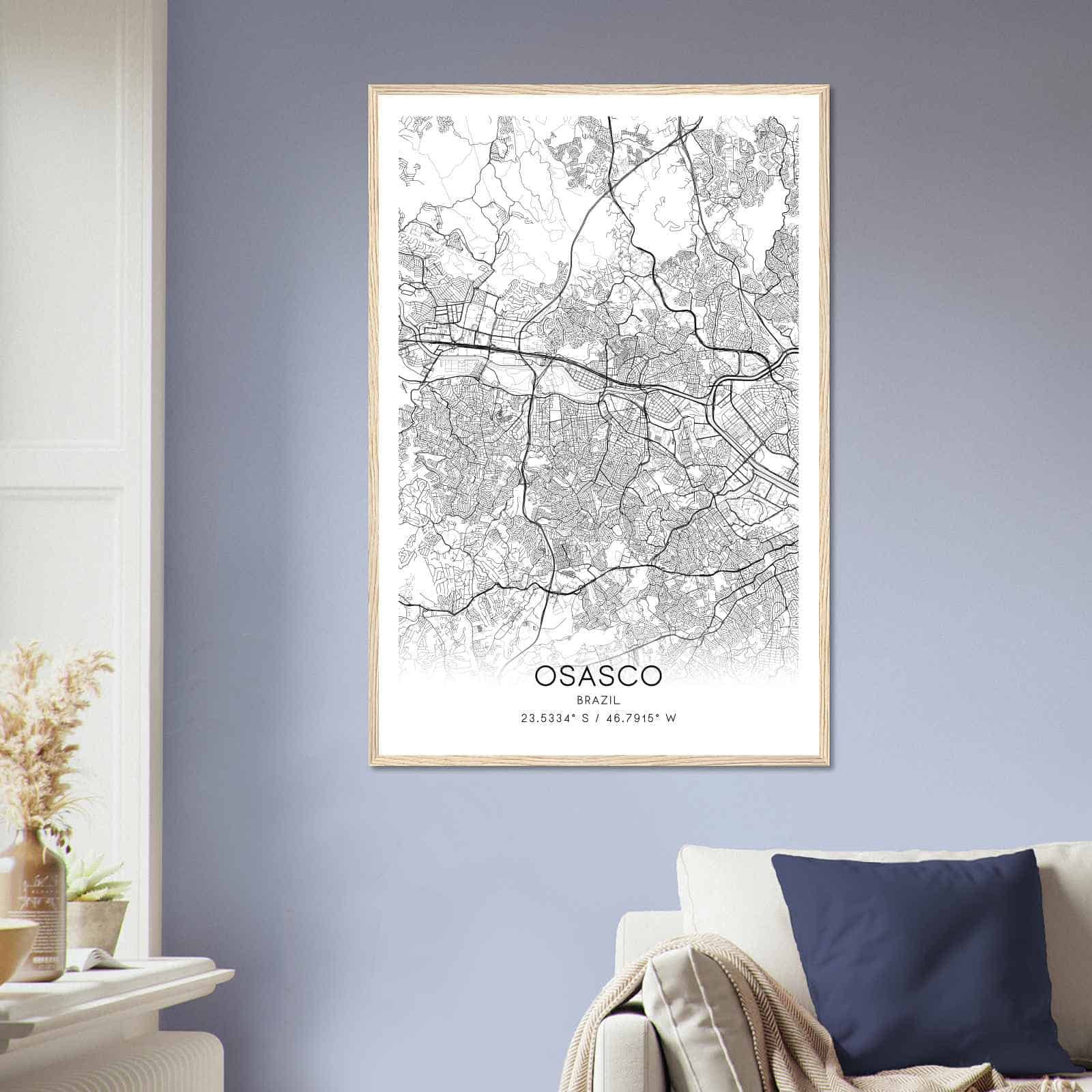 Osasco Brazil Map Poster, Osasco City Road Wall Art Print