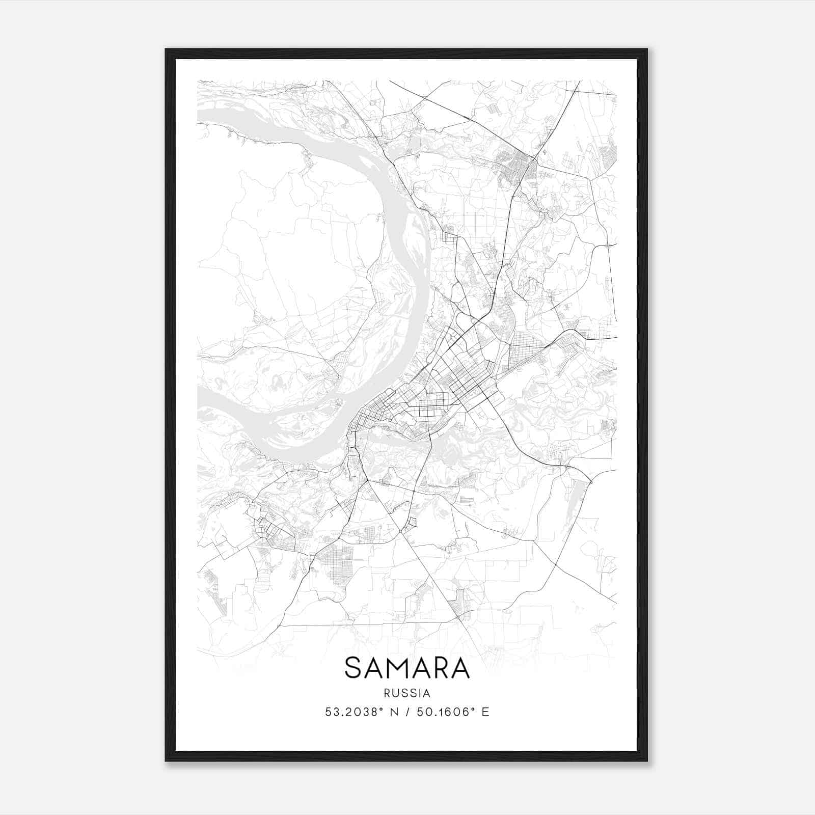 Samara Russia Map Poster, Samara City Road Wall Art Print