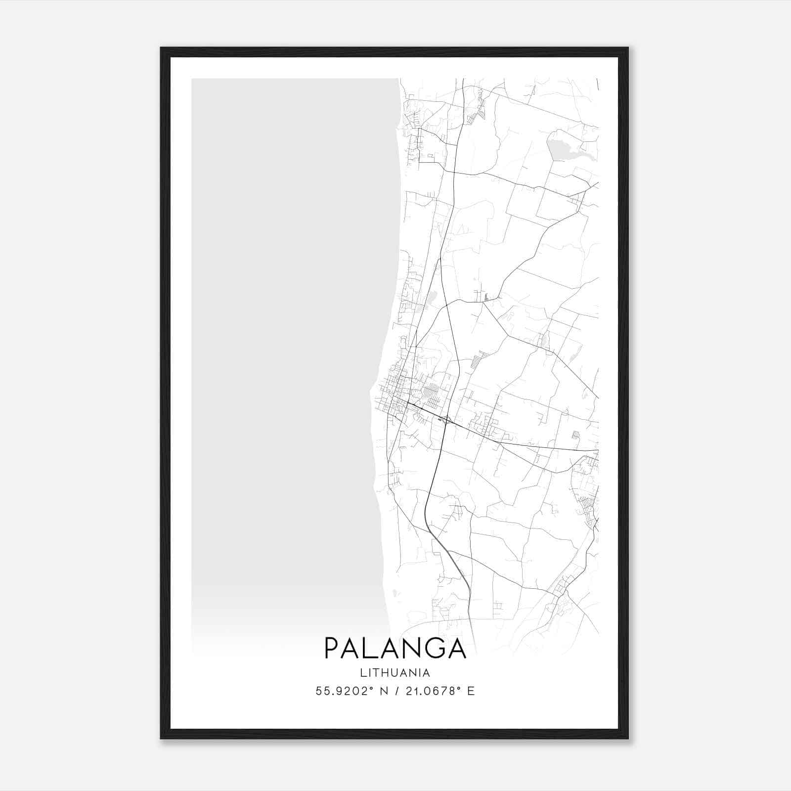 Palanga Lithuania Map Poster, Palanga City Road Wall Art Print