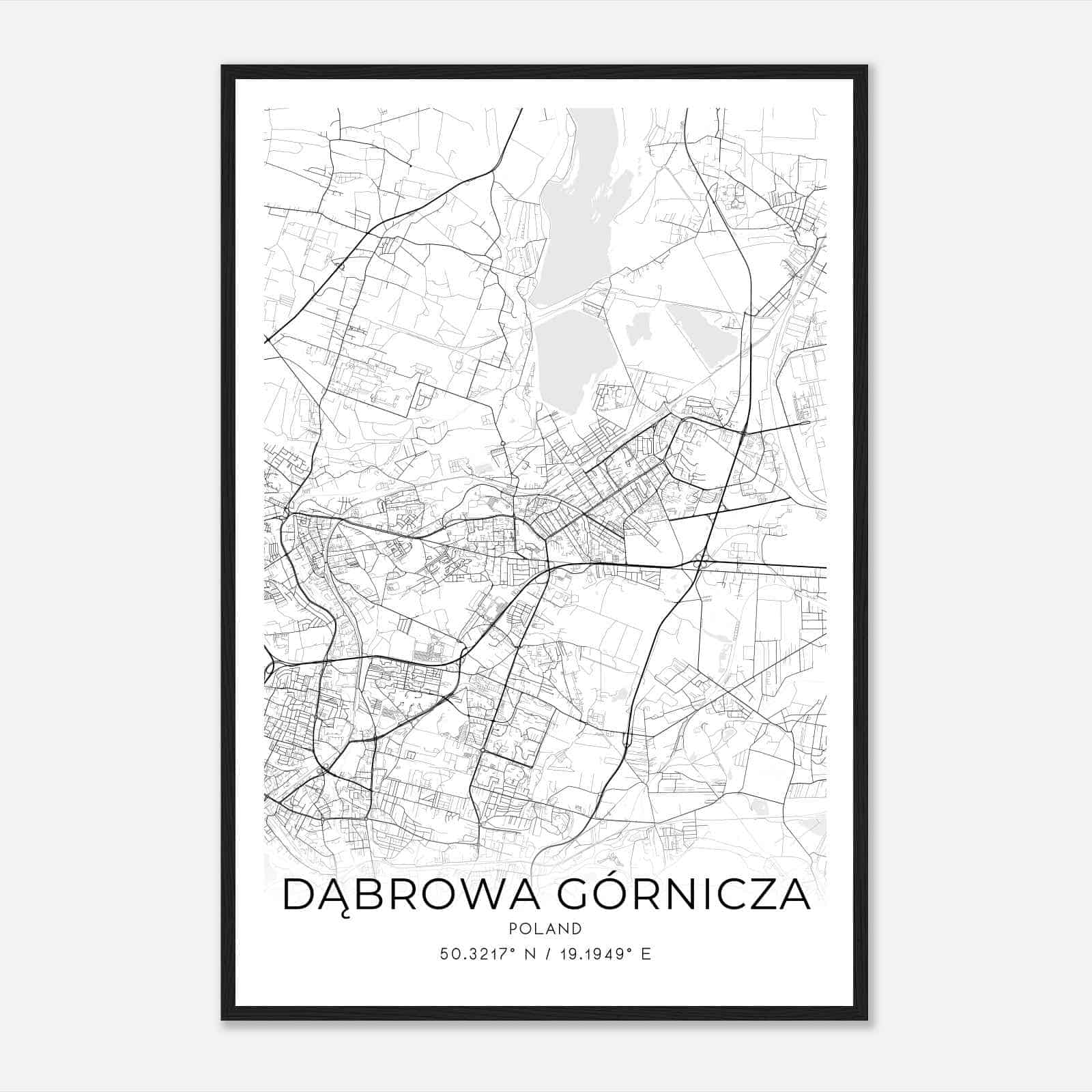 Dabrowa Gornicza Poland Map Poster, Dabrowa Gornicza City Road Wall Art Print