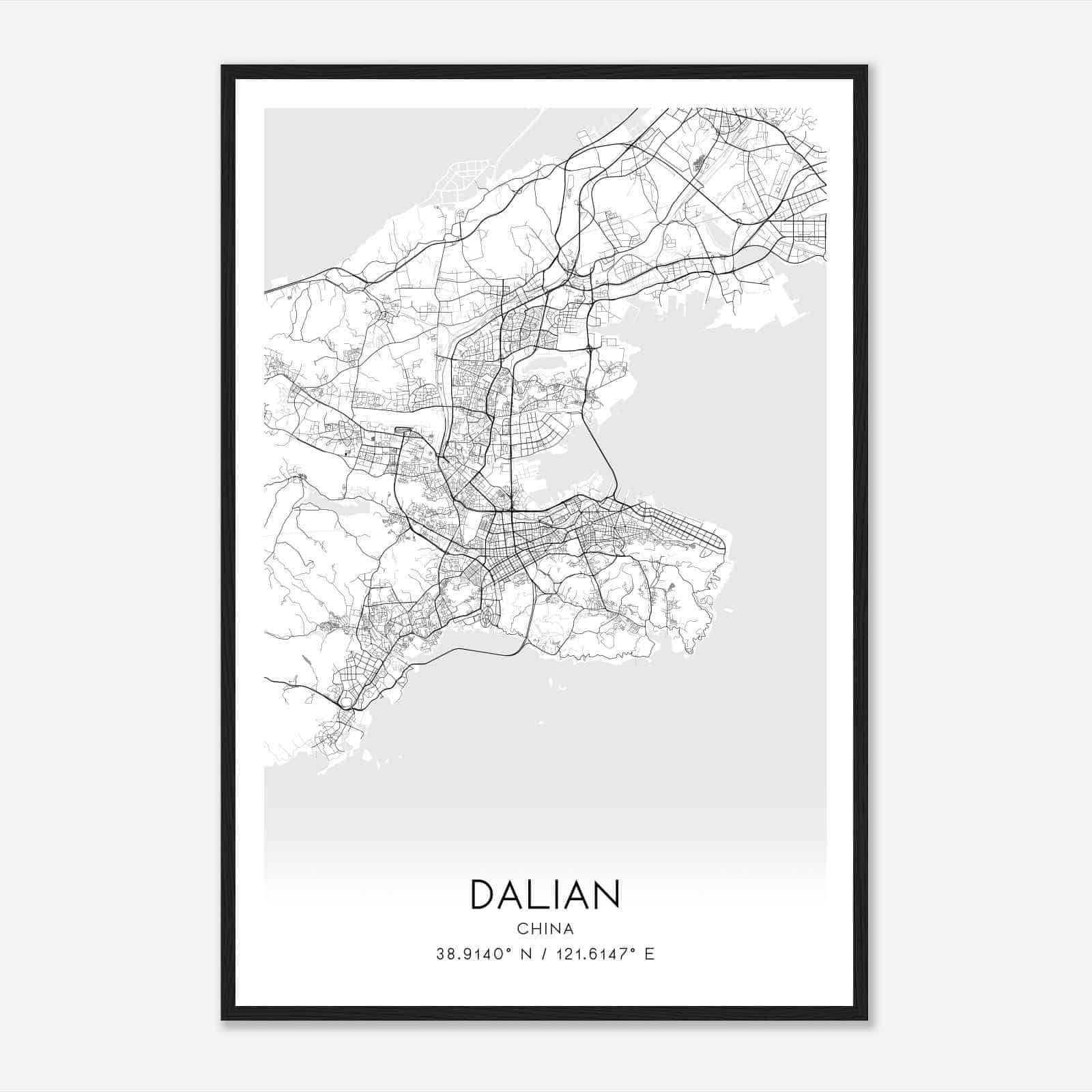 Dalian China Map Poster, Dalian City Road Wall Art Print
