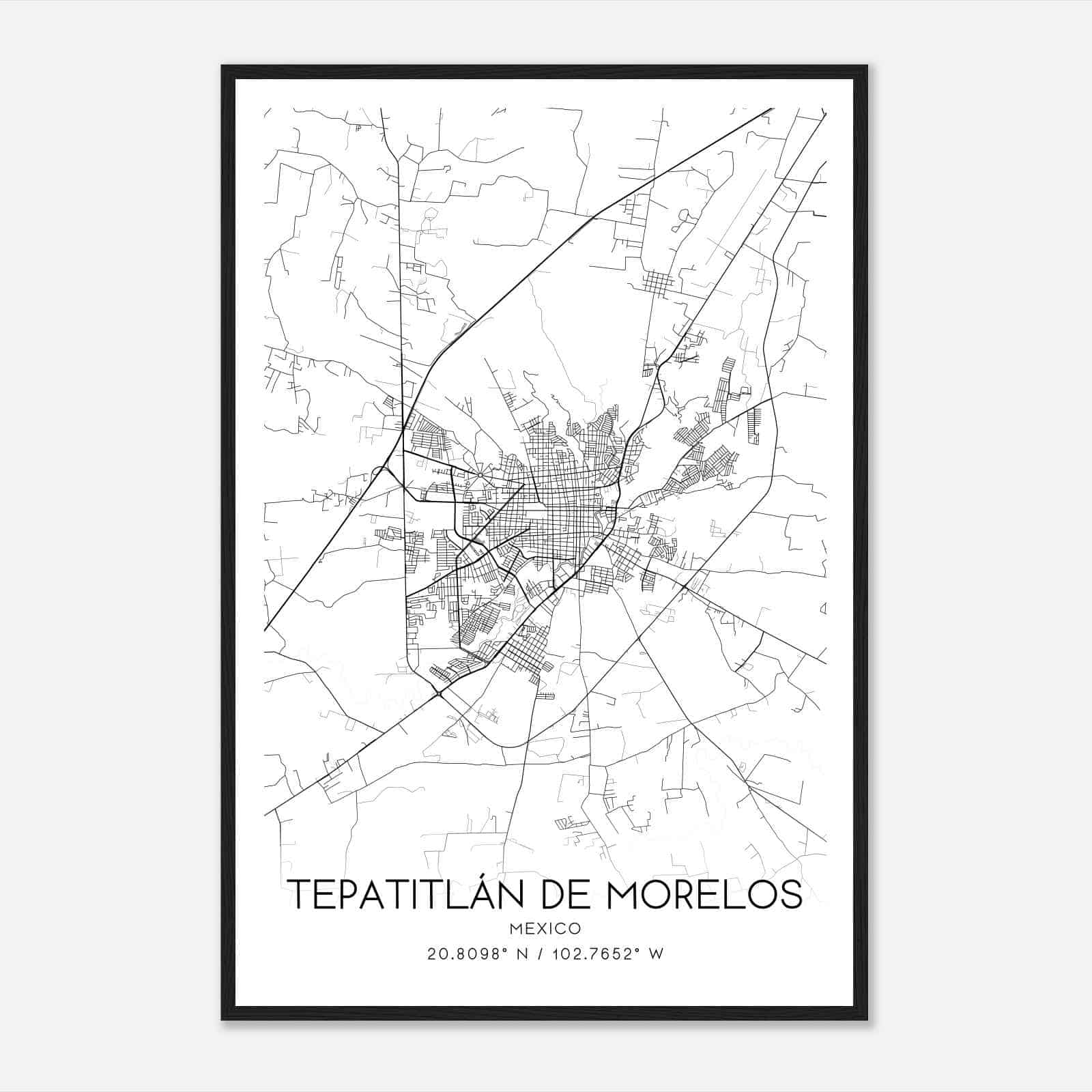 Tepatitlan de Morelos Mexico Map Poster, Tepatitlan de Morelos City Road Wall Art Print