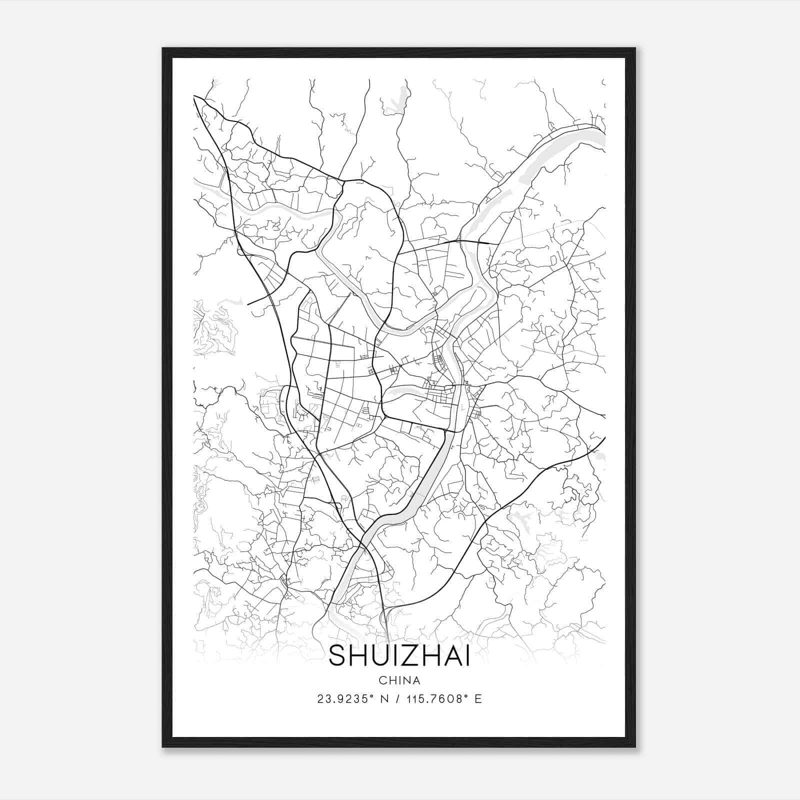 Shuizhai China Map Poster, Shuizhai City Road Wall Art Print