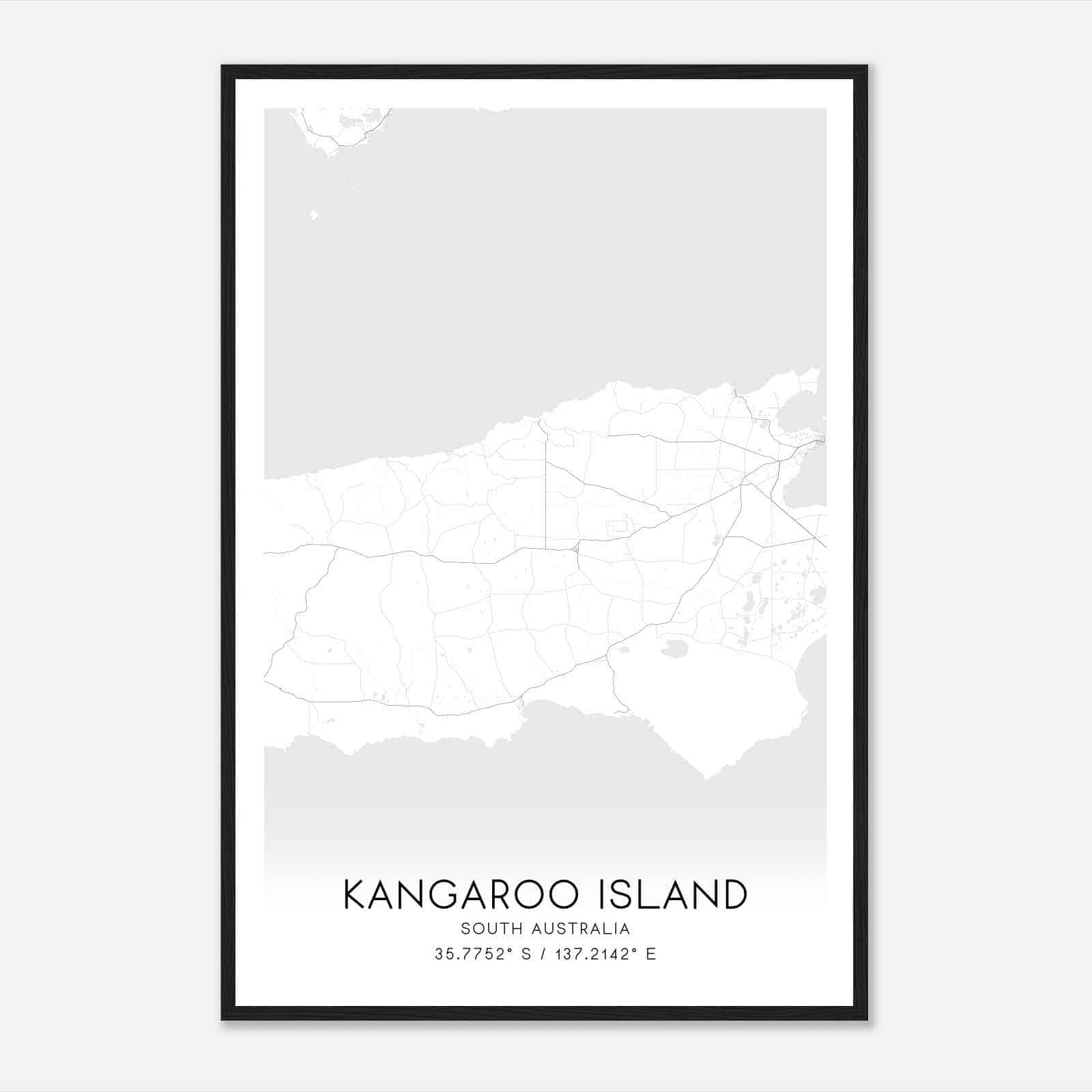 Kangaroo Island South Australia Map Poster, Kangaroo Island City Road Wall Art Print
