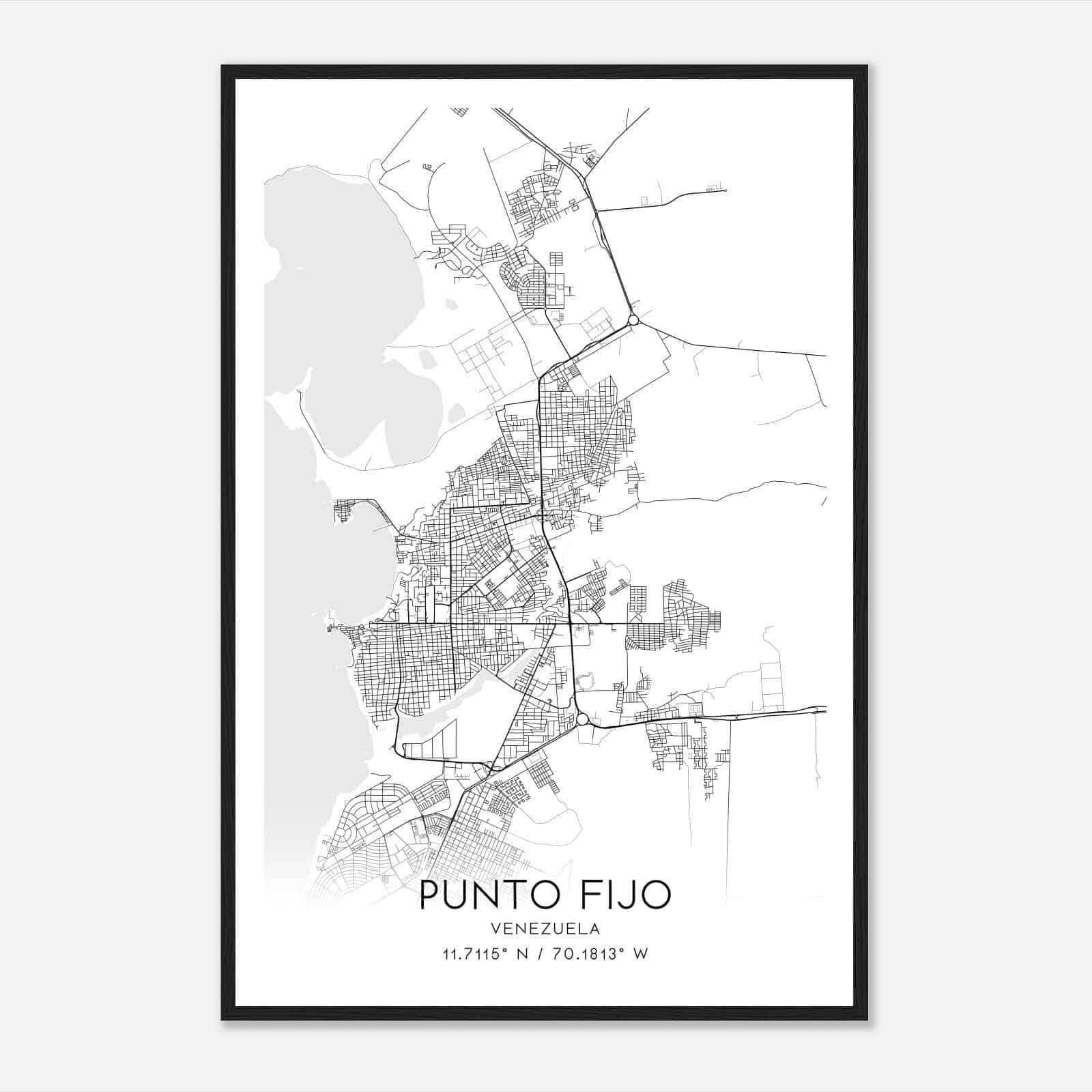 Punto Fijo Venezuela Map Poster, Punto Fijo City Road Wall Art Print
