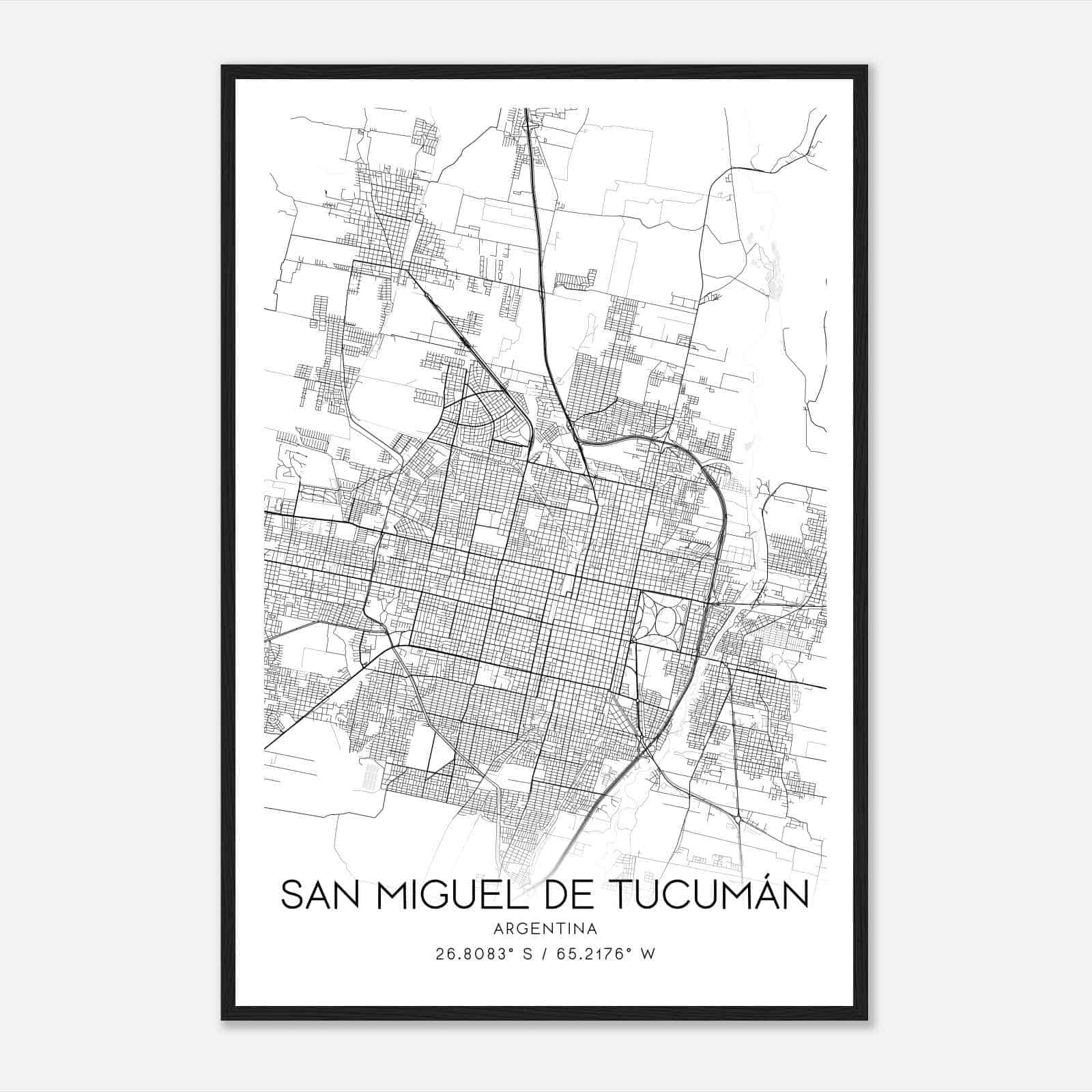 San Miguel de Tucuman Argentina Map Poster, San Miguel de Tucuman City Road Wall Art Print