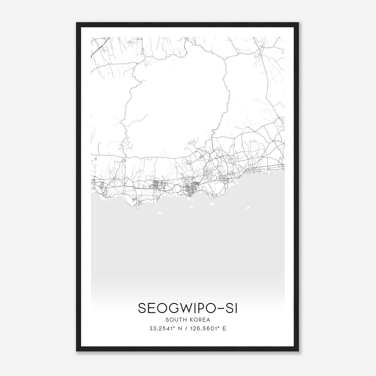 Seogwiposi South Korea Map Poster, Seogwiposi City Road Wall Art Print