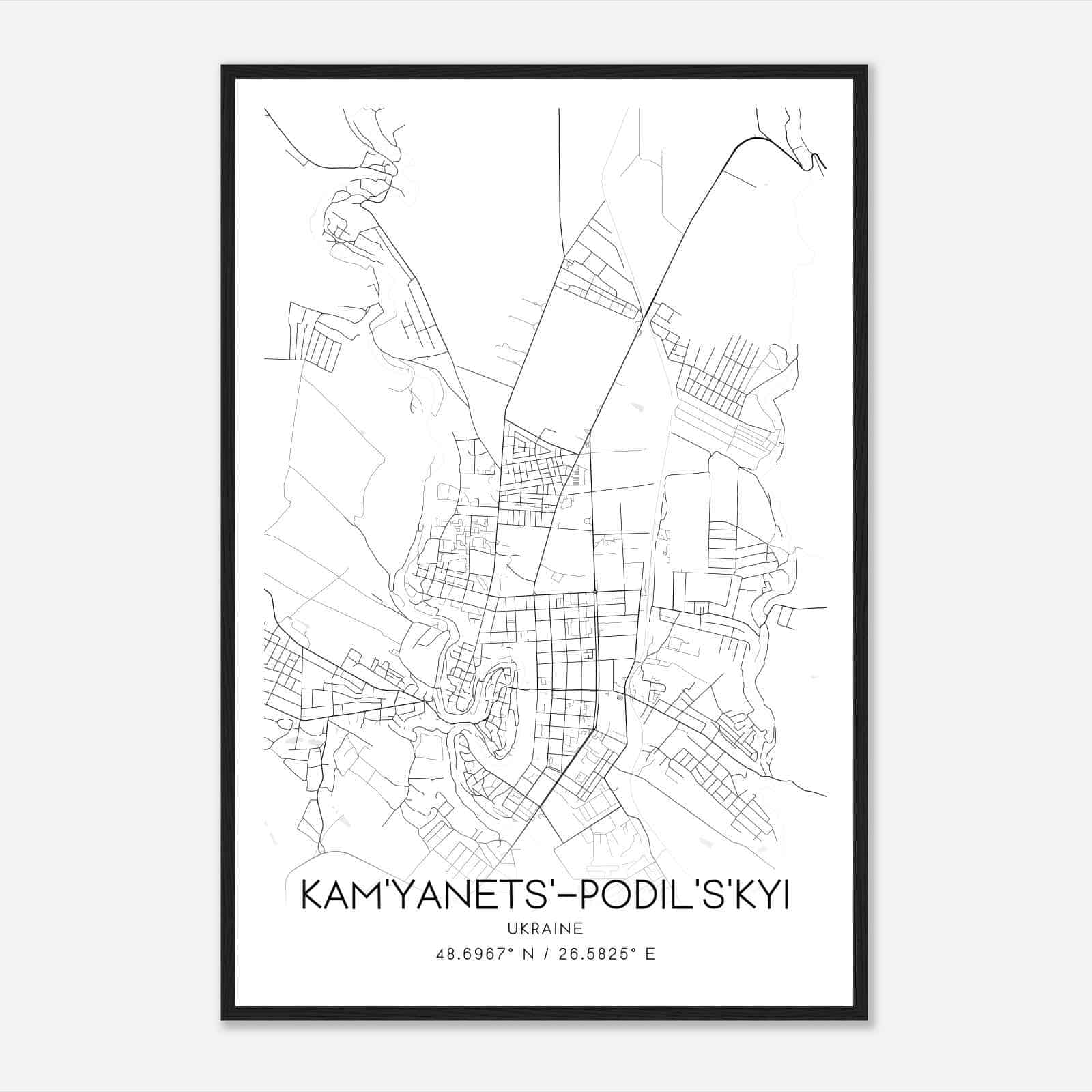 KamyanetsPodilskyi Ukraine Map Poster, KamyanetsPodilskyi City Road Wall Art Print