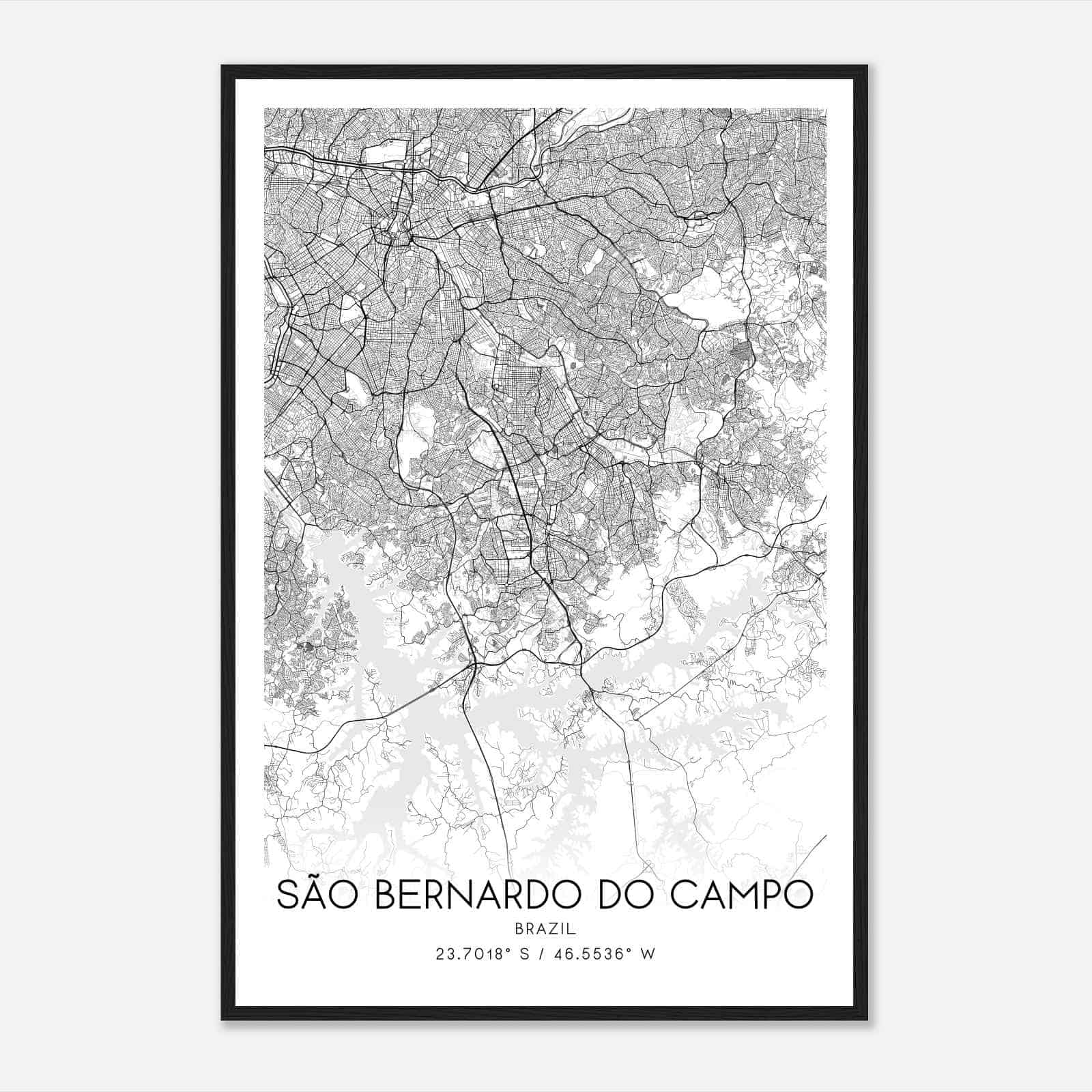 Sao Bernardo do Campo Brazil Map Poster, Sao Bernardo do Campo City Road Wall Art Print