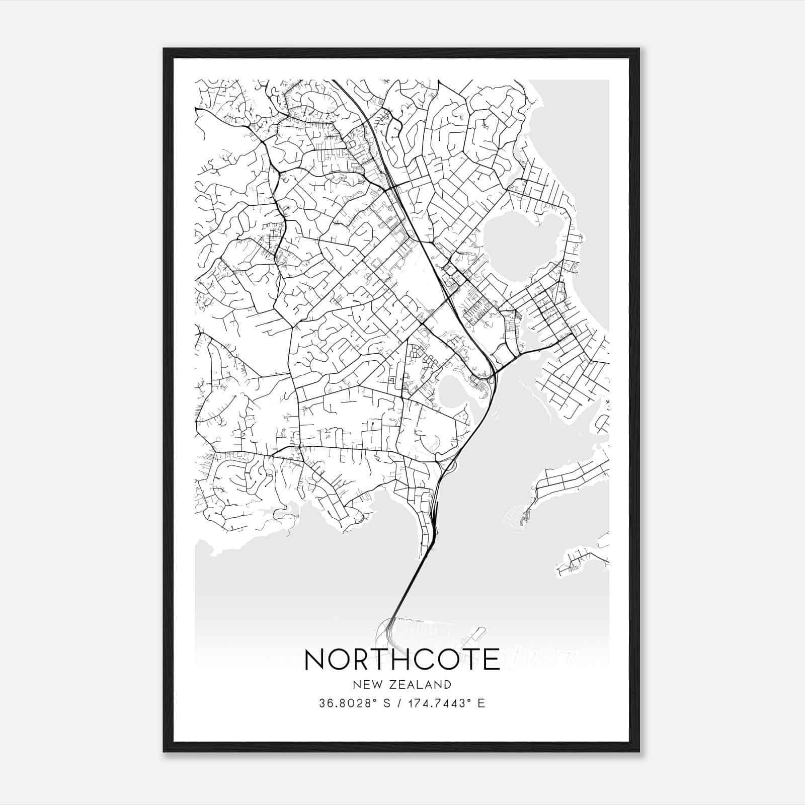 Northcote New Zealand Map Poster, Northcote City Road Wall Art Print