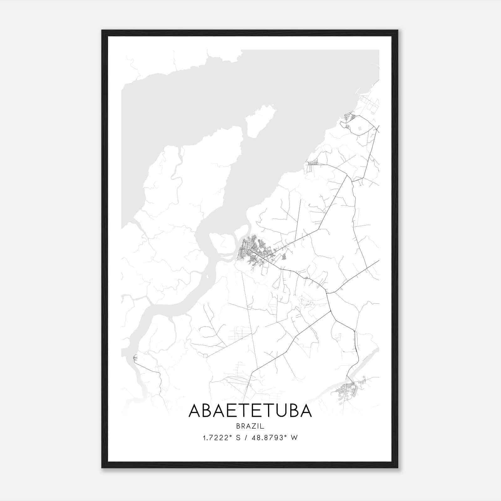 Abaetetuba Brazil Map Poster, Abaetetuba City Road Wall Art Print