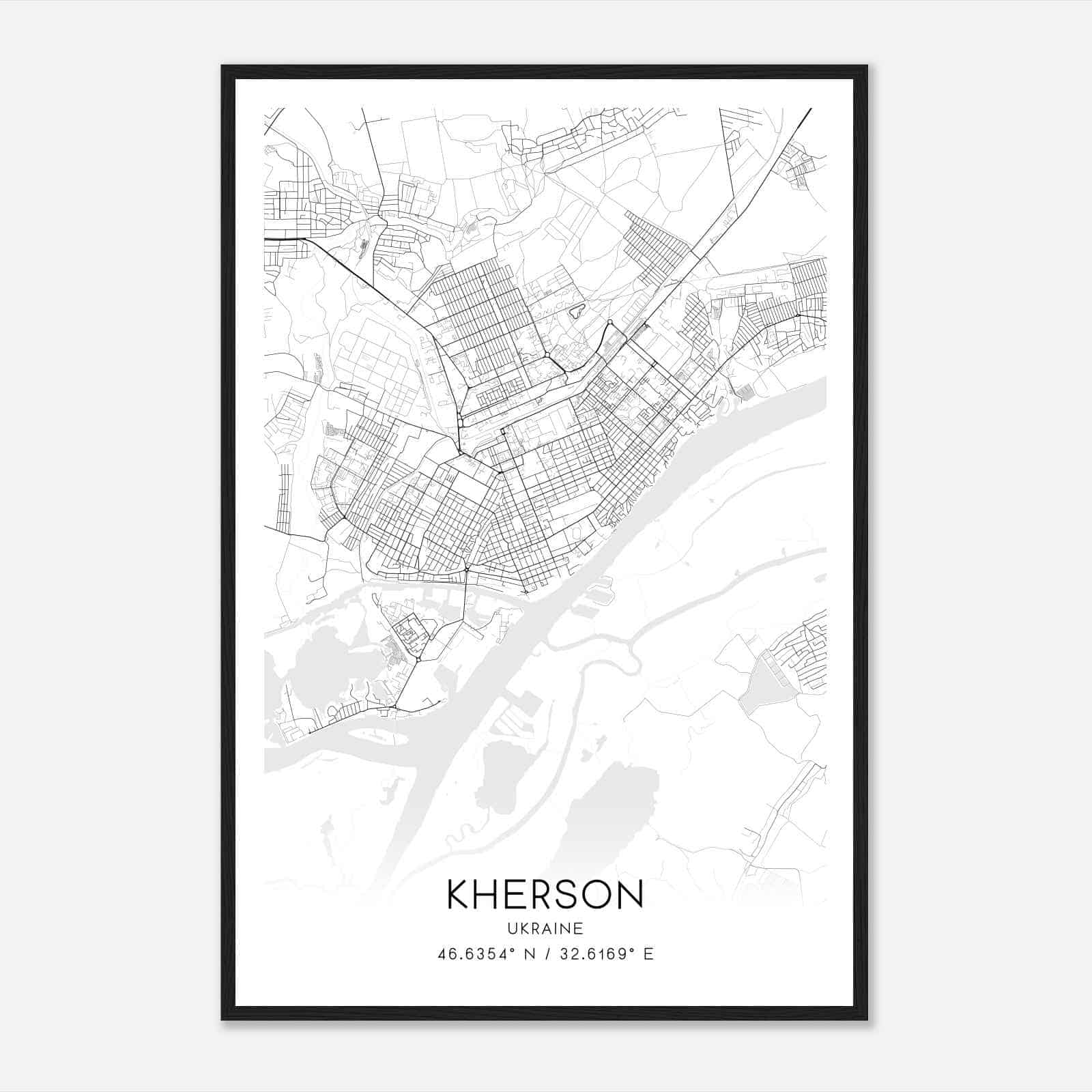 Kherson Ukraine Map Poster, Kherson City Road Wall Art Print