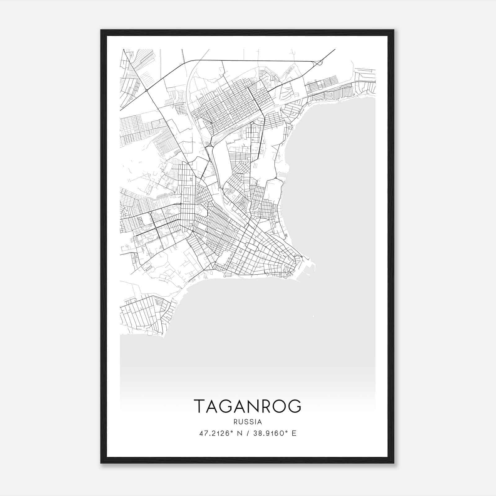 Taganrog Russia Map Poster, Taganrog City Road Wall Art Print