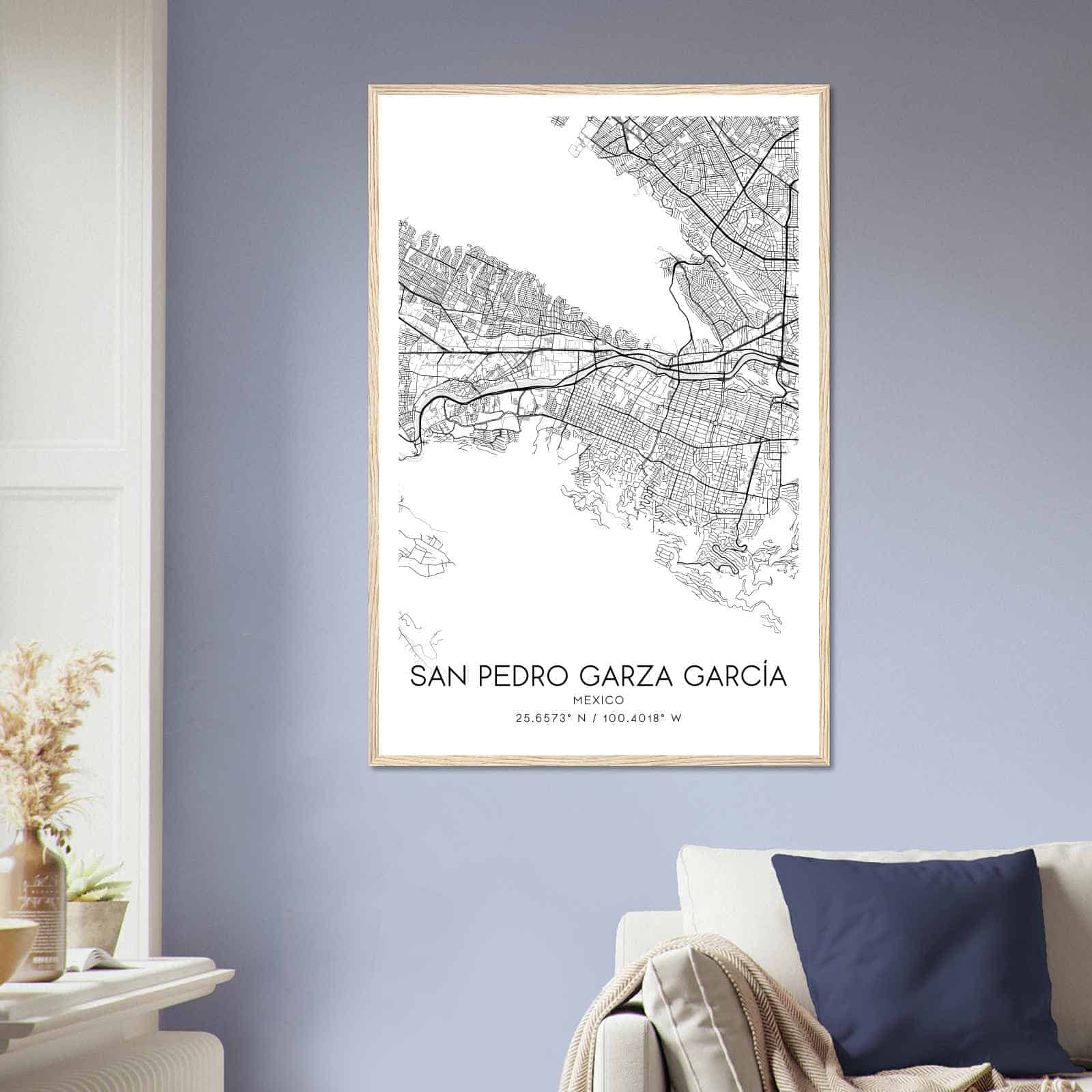 San Pedro Garza Garcia Mexico Map Poster, San Pedro Garza Garcia City Road Wall Art Print