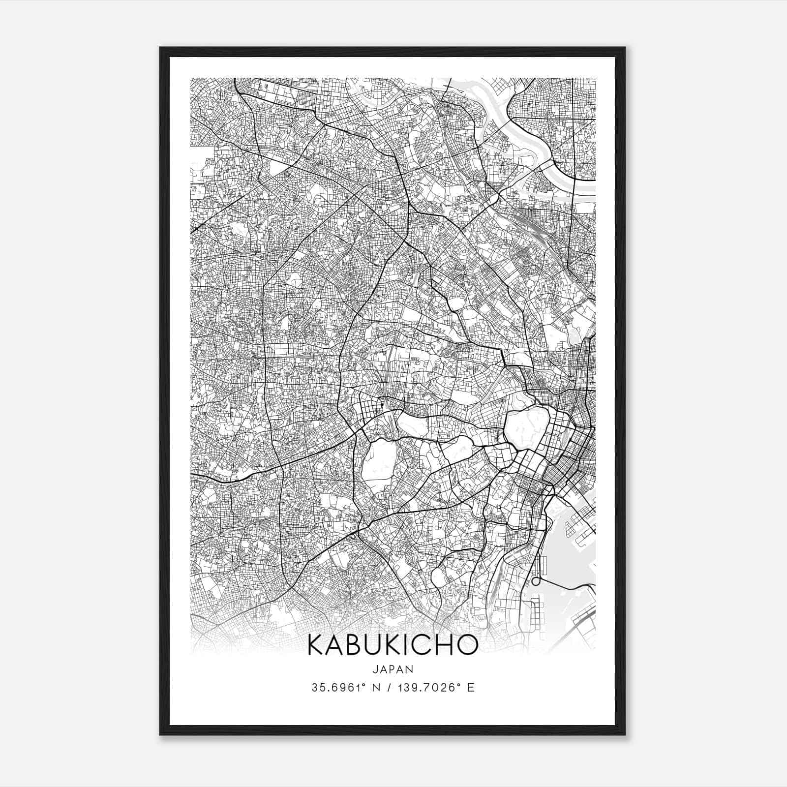 Kabukicho Japan Map Poster, Kabukicho City Road Wall Art Print