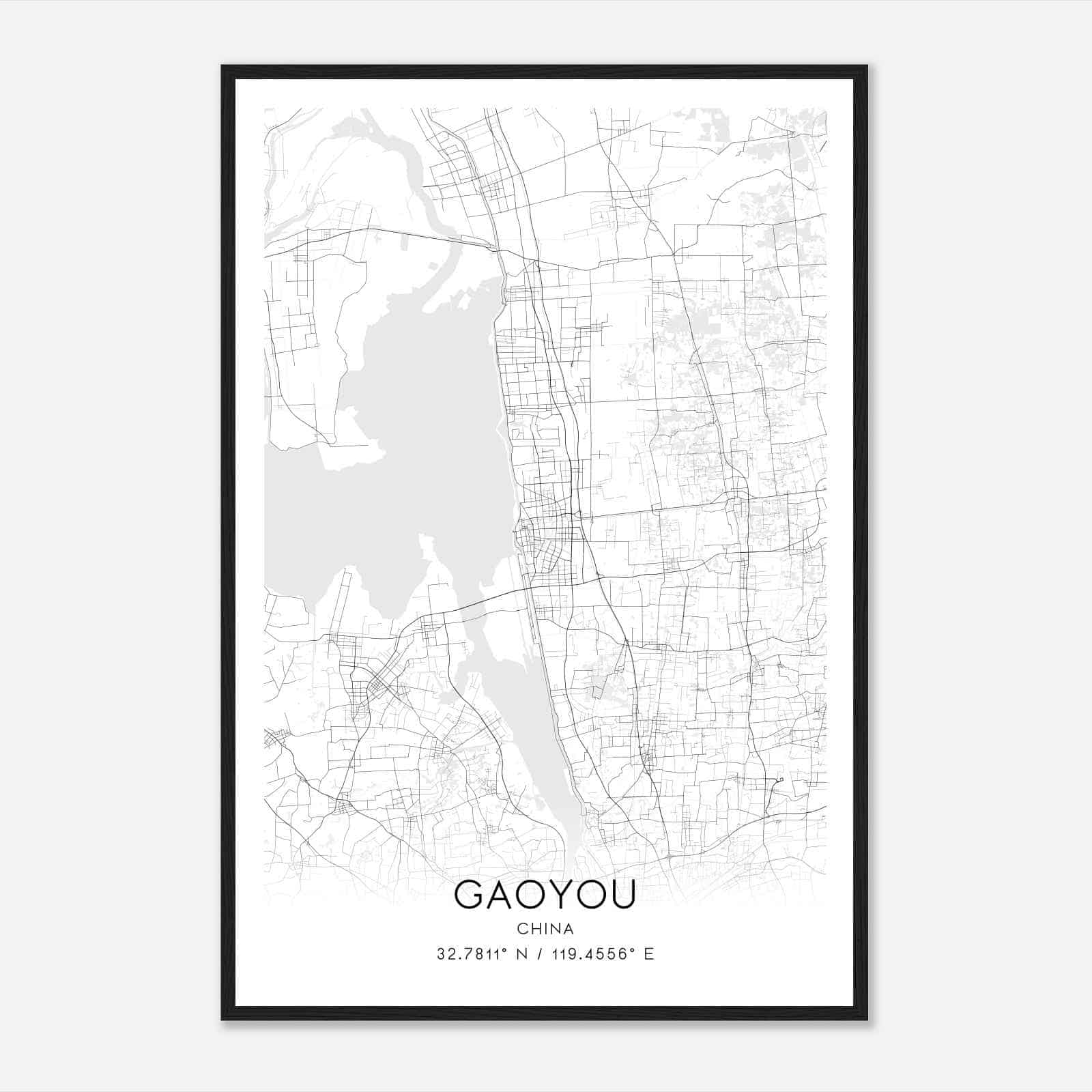 Gaoyou China Map Poster, Gaoyou City Road Wall Art Print