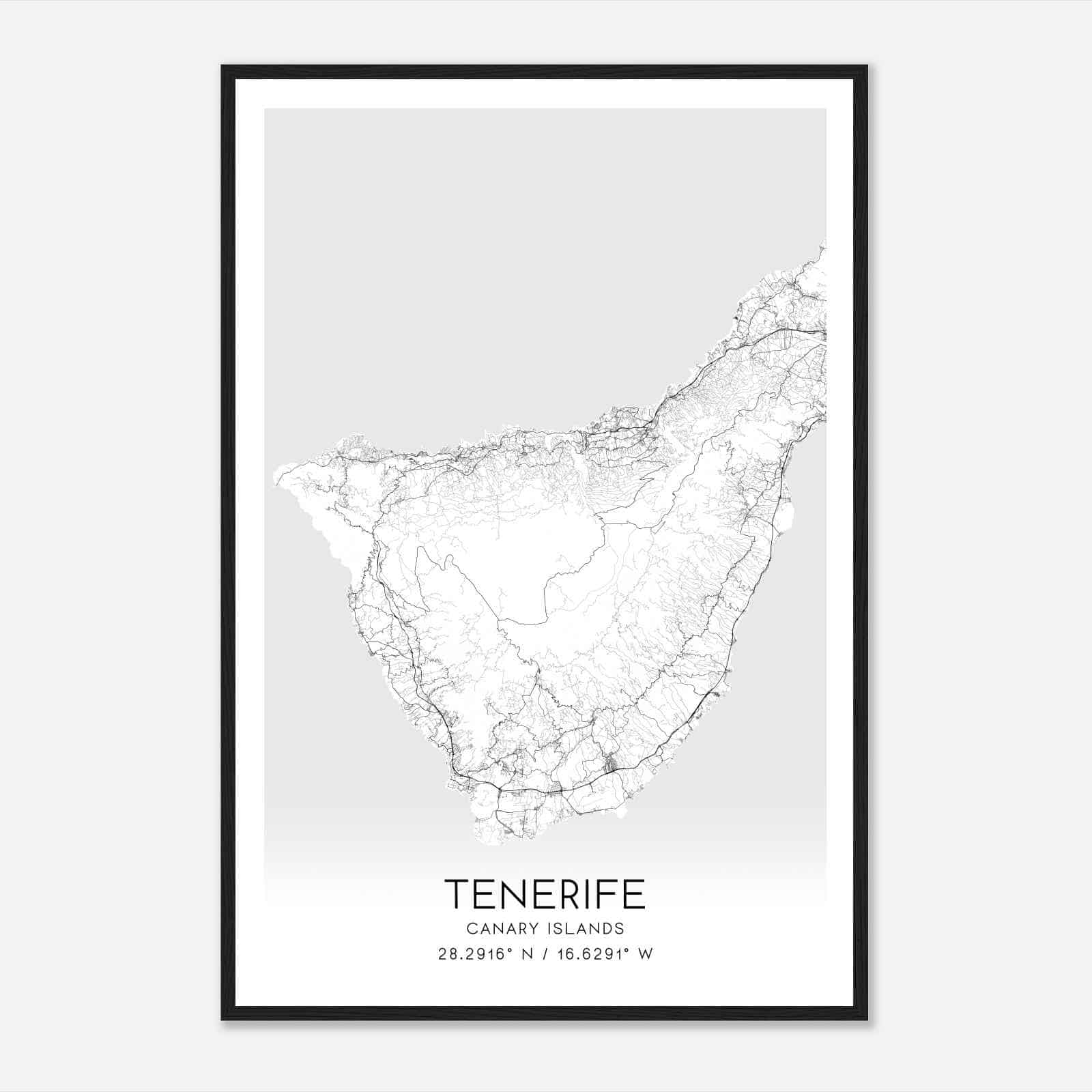 Tenerife Canary Islands Map Poster, Tenerife City Road Wall Art Print