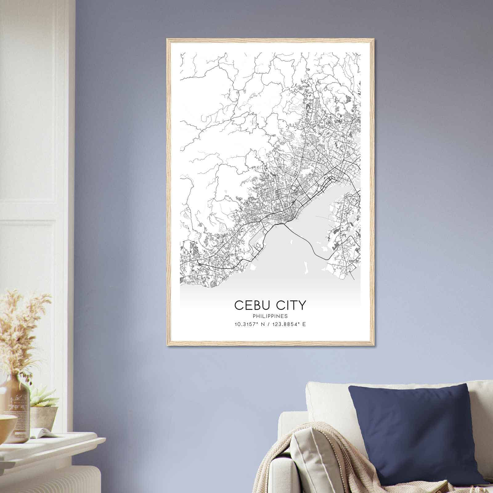 Cebu City Philippines Map Poster, Cebu City City Road Wall Art Print