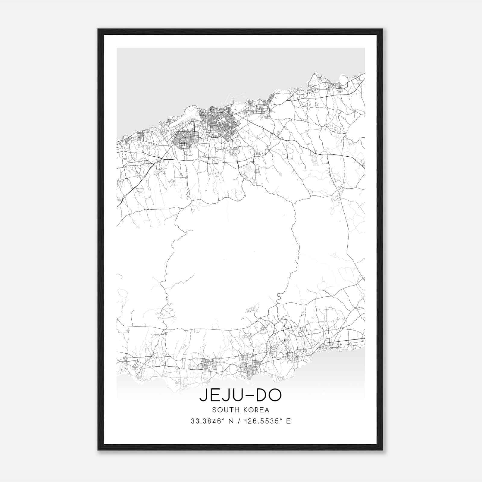 Jejudo South Korea Map Poster, Jejudo City Road Wall Art Print