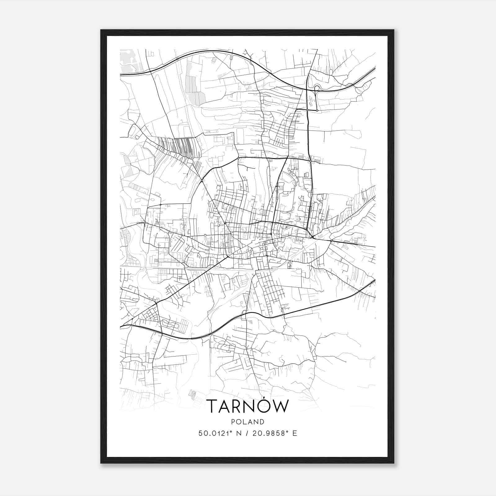 Tarnow Poland Map Poster, Tarnow City Road Wall Art Print