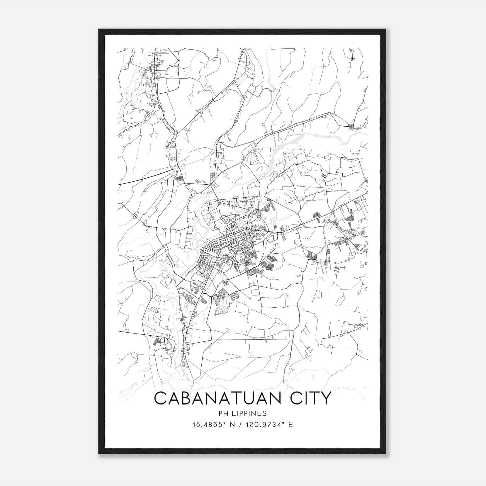 Cabanatuan City Philippines Map Poster, Cabanatuan City City Road Wall Art Print