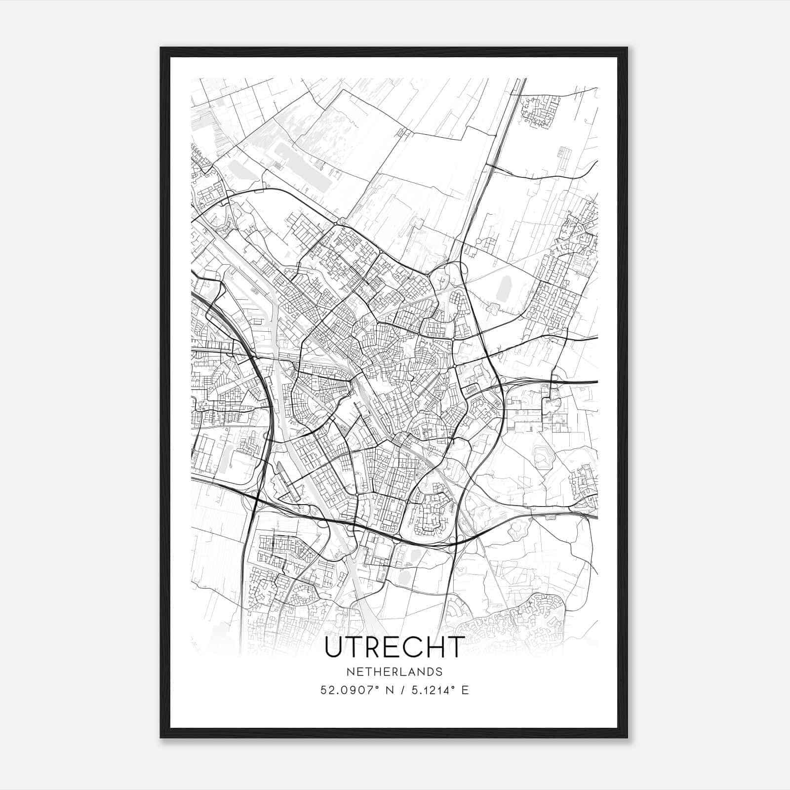Utrecht Netherlands Map Poster, Utrecht City Road Wall Art Print