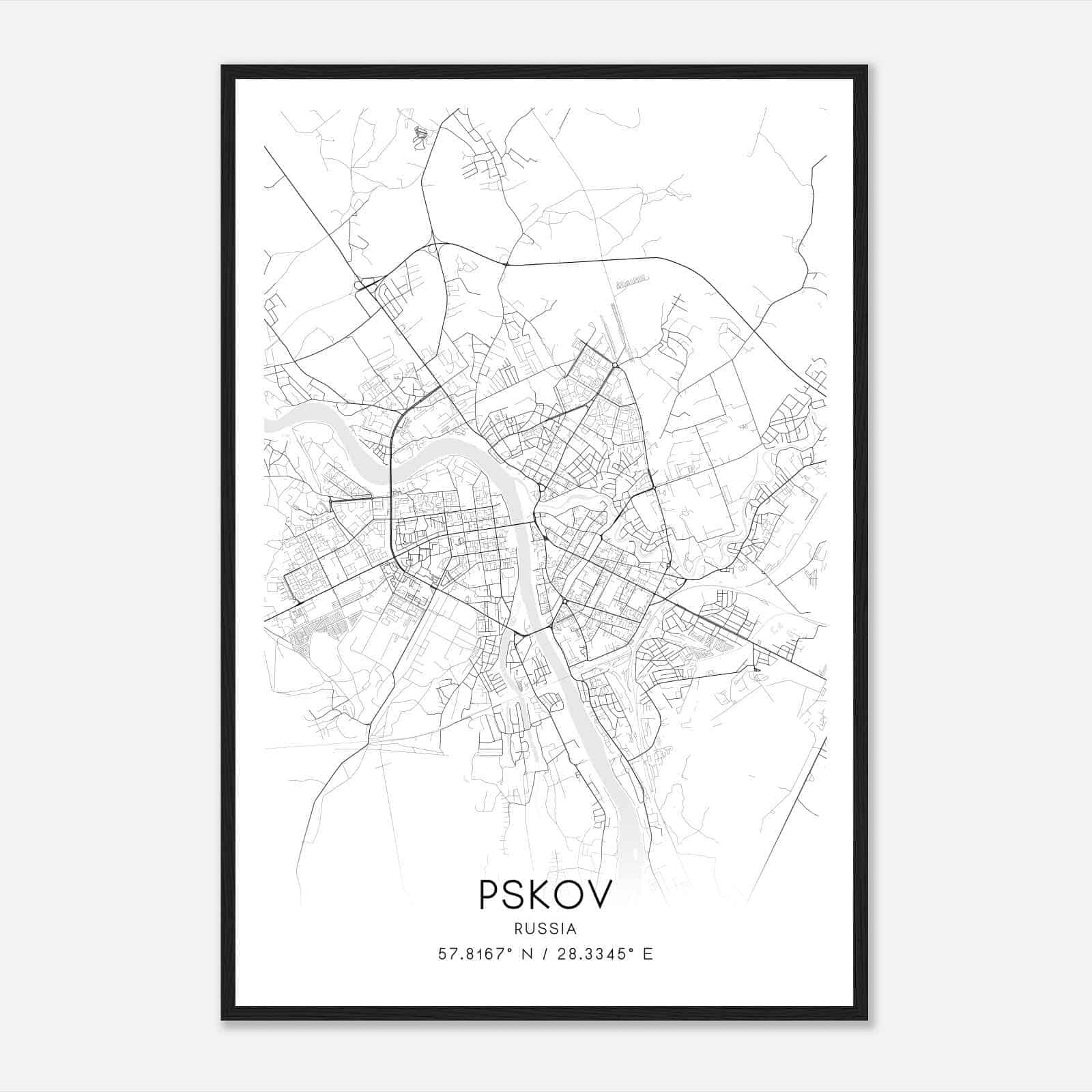 Pskov Russia Map Poster, Pskov City Road Wall Art Print - Custom Maps ...