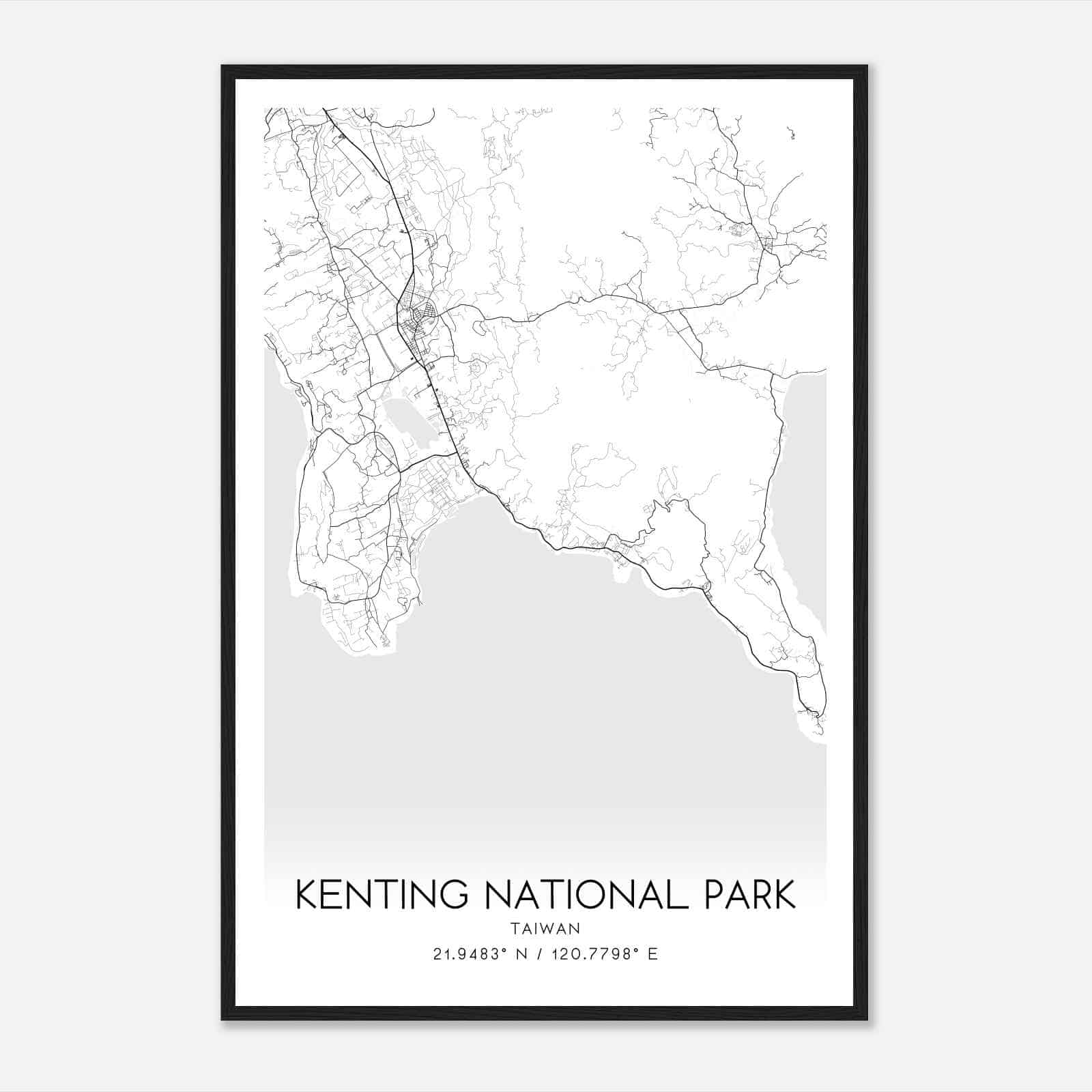 Kenting National Park Taiwan Map Poster, Kenting National Park City Road Wall Art Print