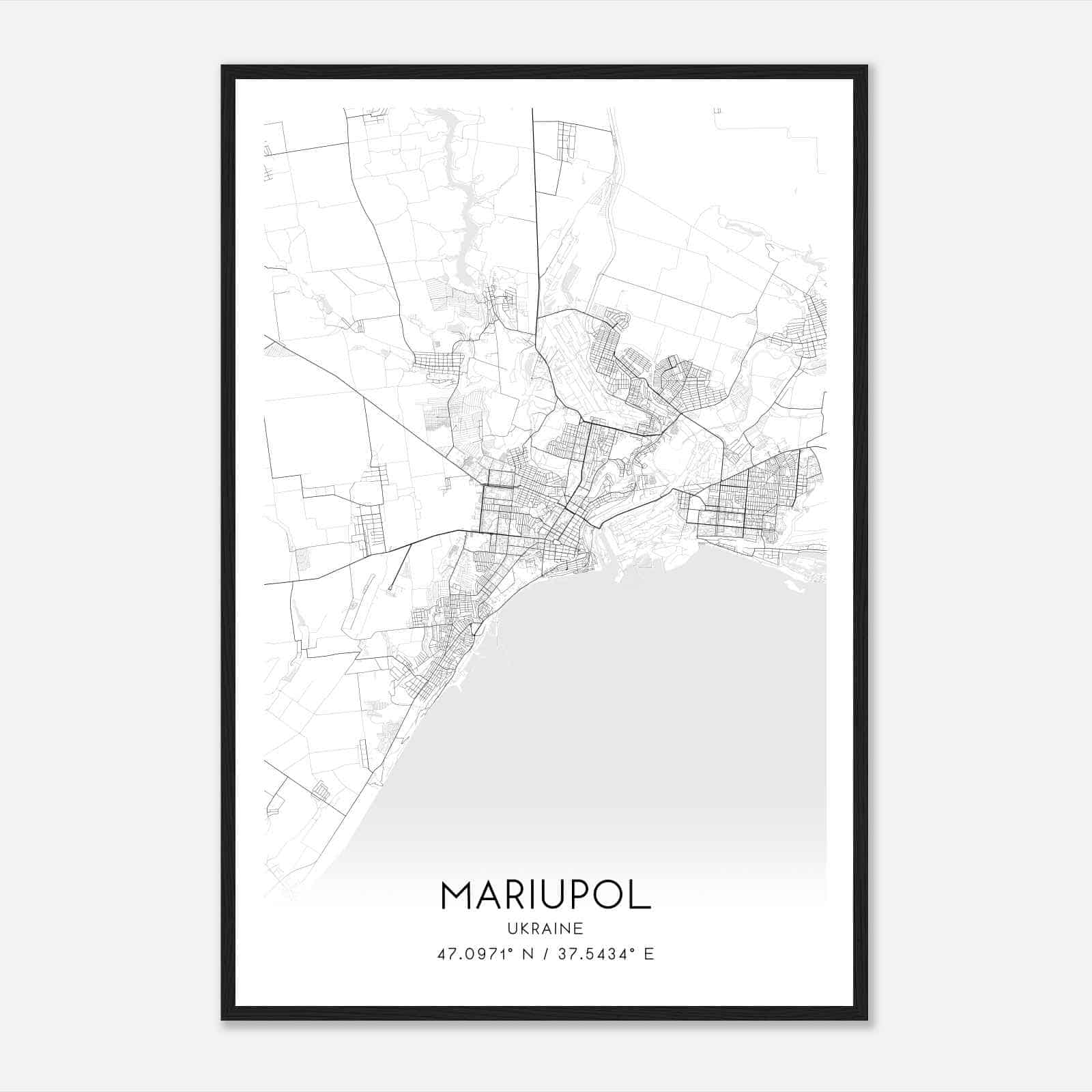 Mariupol Ukraine Map Poster, Mariupol City Road Wall Art Print