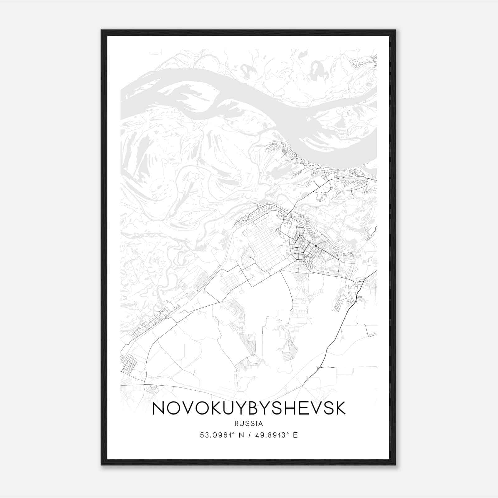 Novokuybyshevsk Russia Map Poster, Novokuybyshevsk City Road Wall Art Print