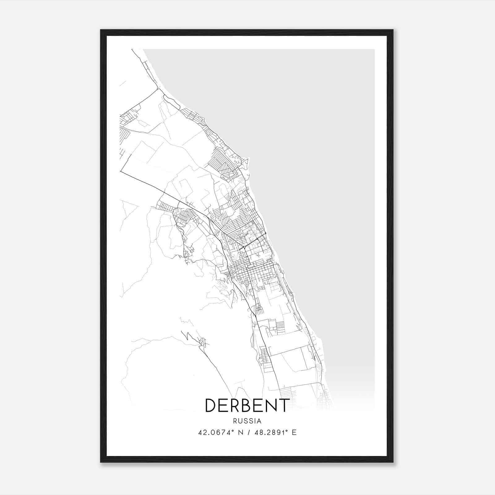 Derbent Russia Map Poster, Derbent City Road Wall Art Print